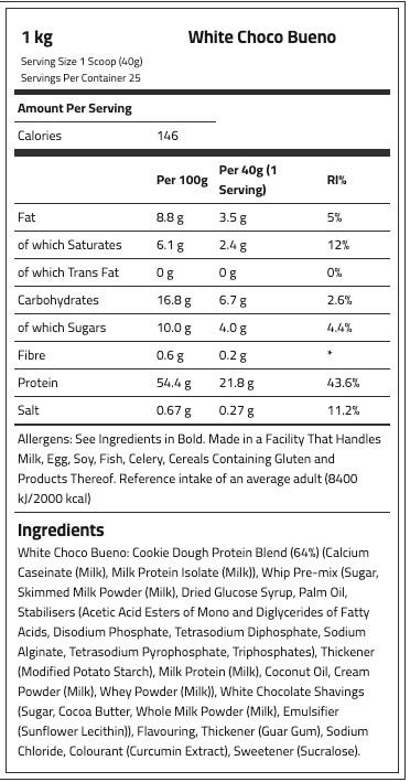 Préparation protéinée - Protein Cookie Dough - Chocolat Blanc Bueno 1000g 3/3