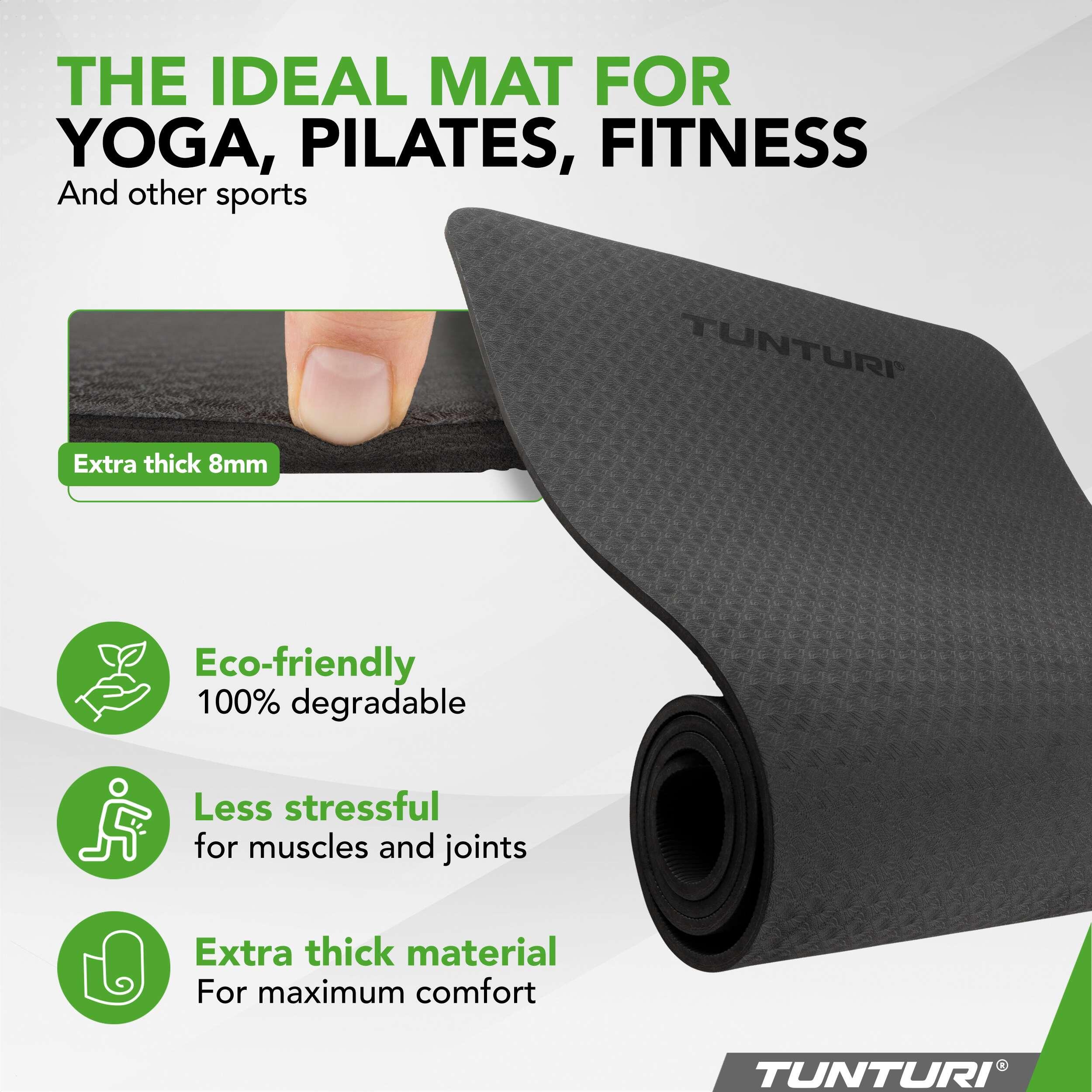 Tunturi TPE Yogamatte Rutschfest 8 mm Schwarz 2/7