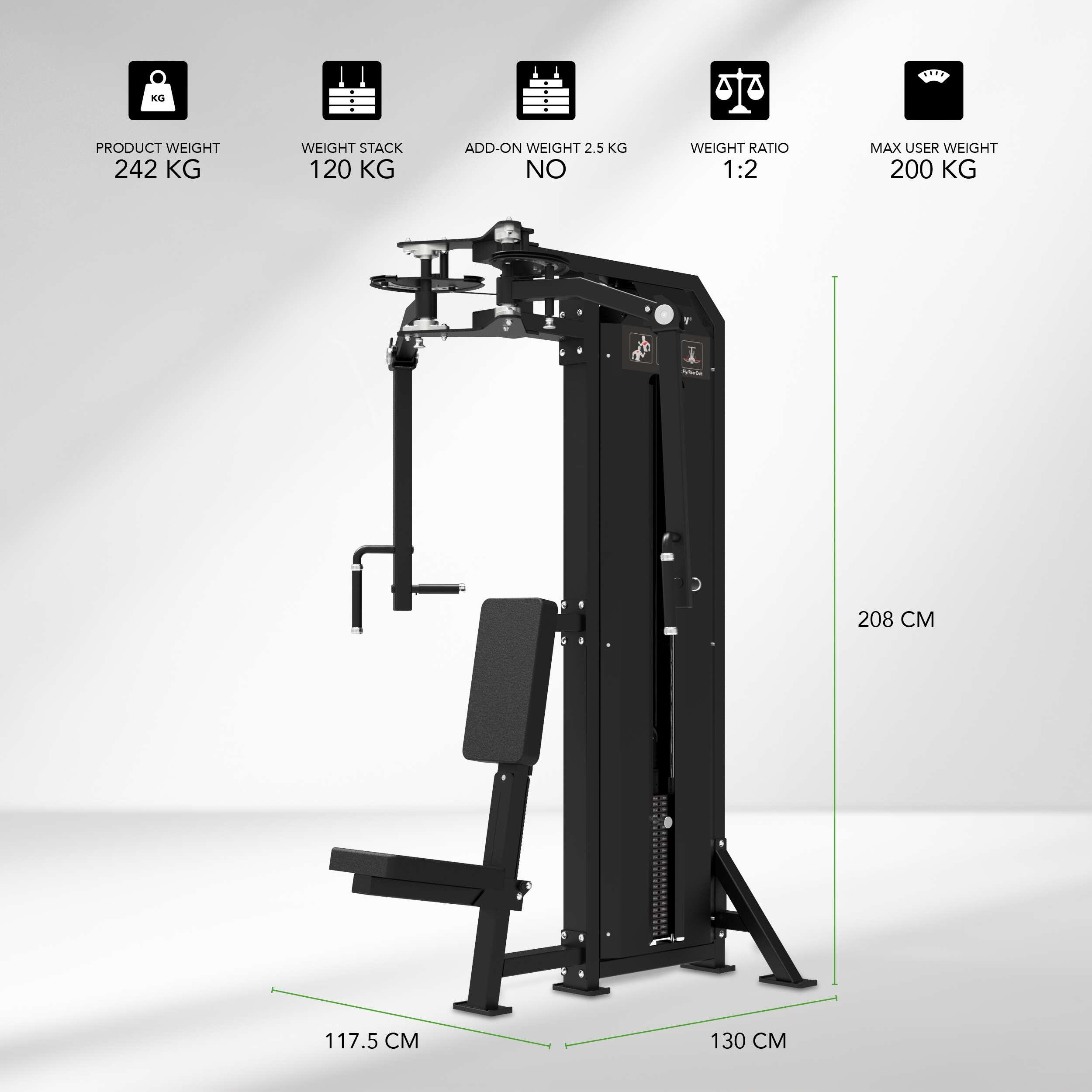 Tunturi Platinum Dual Pec Fly/Rear Delt mit Gewichtsstapel 2/7