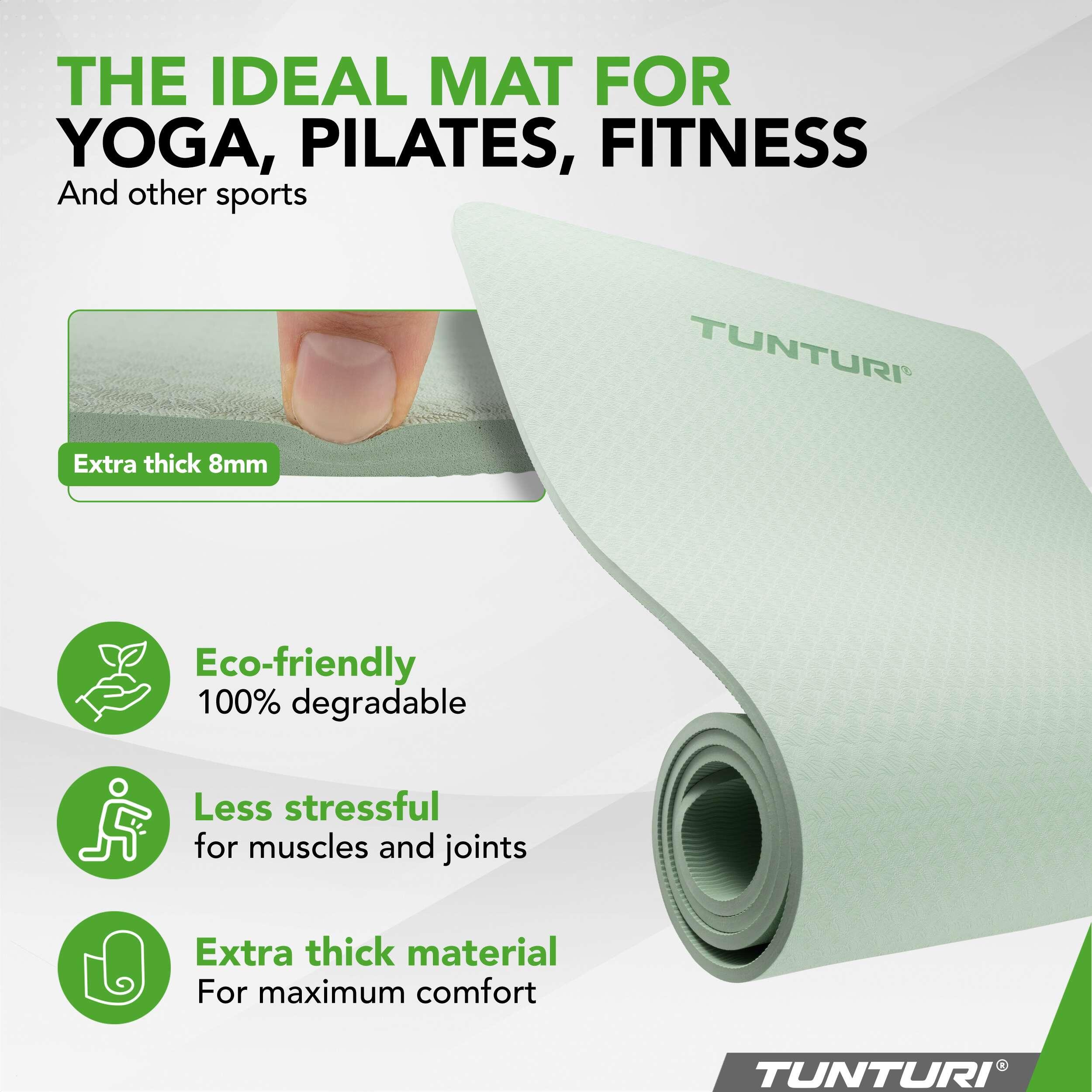 Yoga Mat 8mm - Thick TPE mat - Pilates sportsmat - 183x61x0,8 cm - With car 2/7