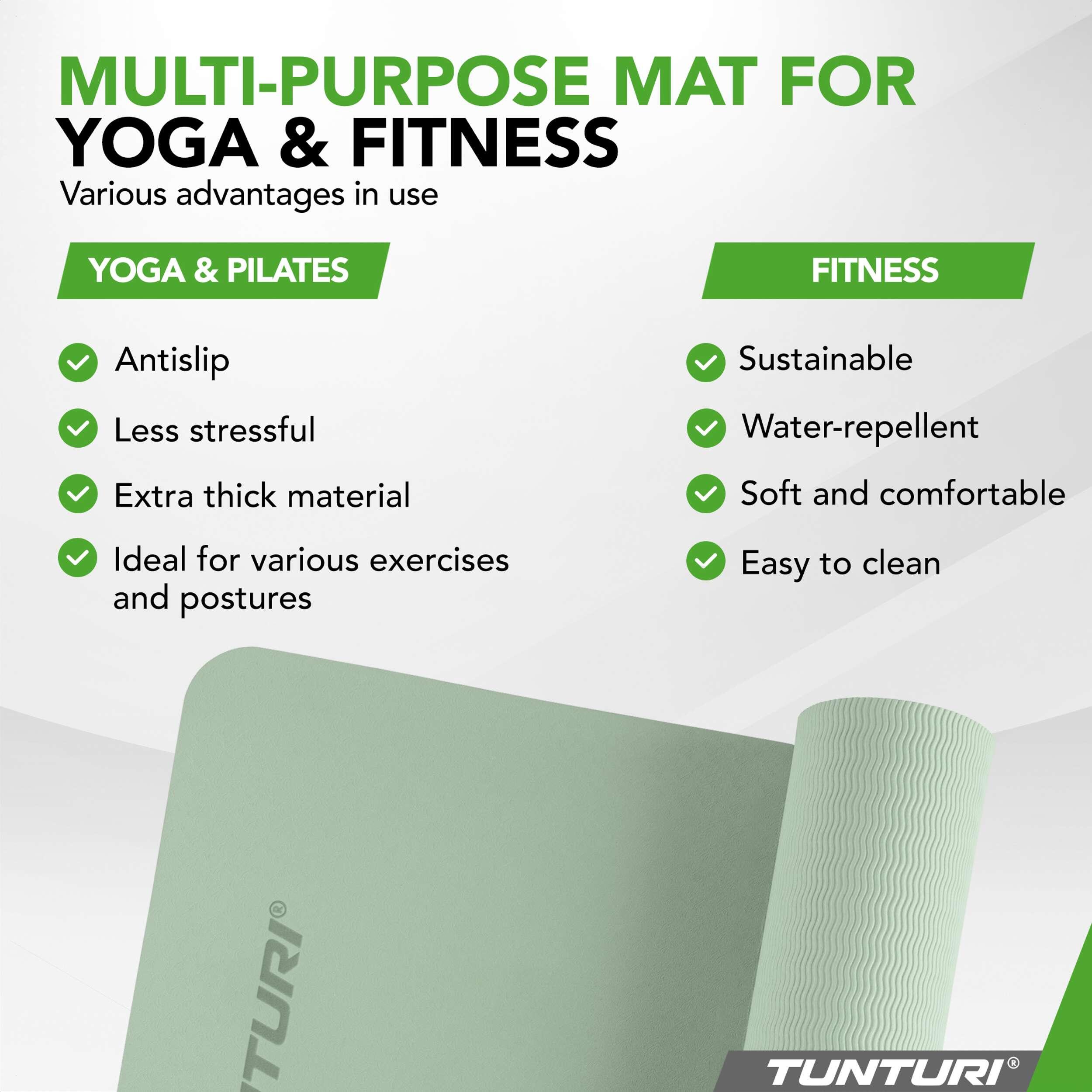 Yoga Mat 8mm - Thick TPE mat - Pilates sportsmat - 183x61x0,8 cm - With car 5/7