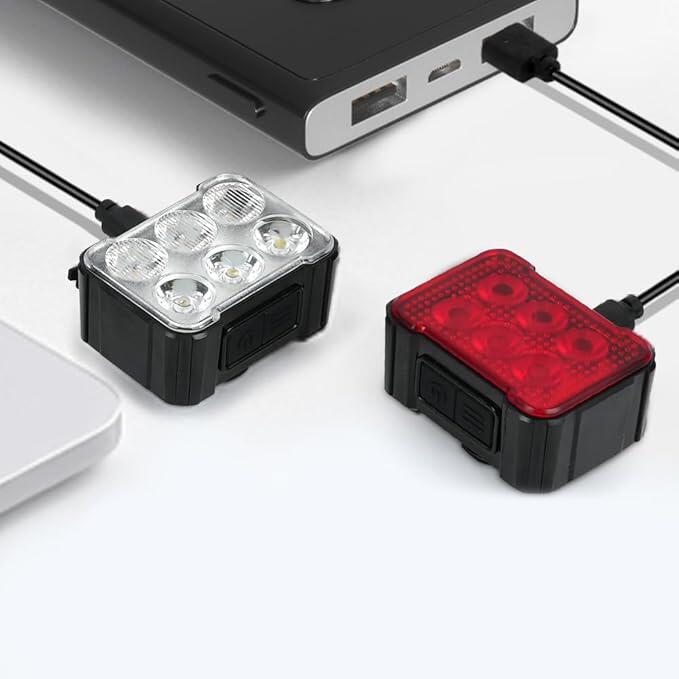 Fietsverlichtingsset 360 en 50 Lumen LED USB Oplaadbaar 6/8