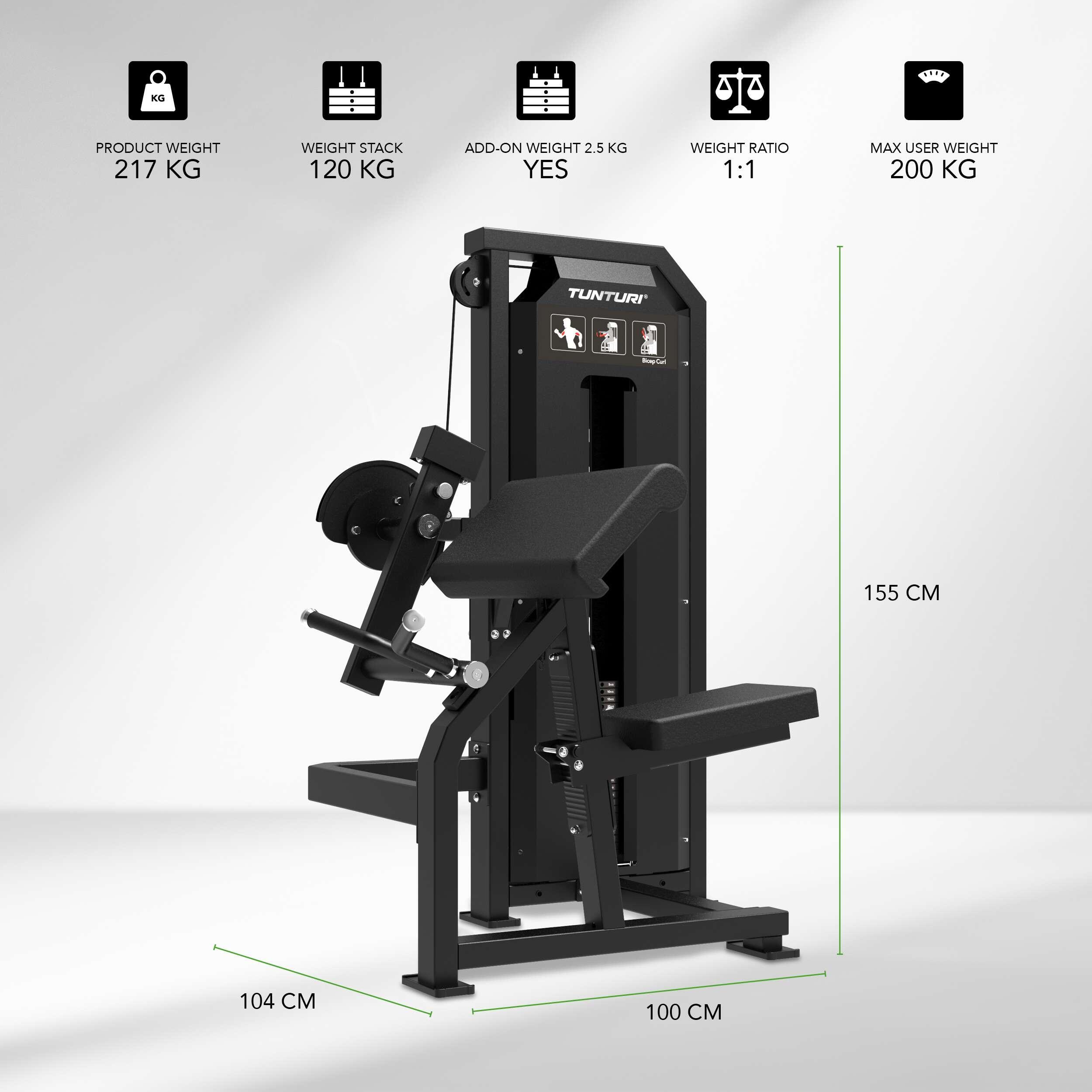 Tunturi Platinum Bicep Curl with Weight Stack 2/7