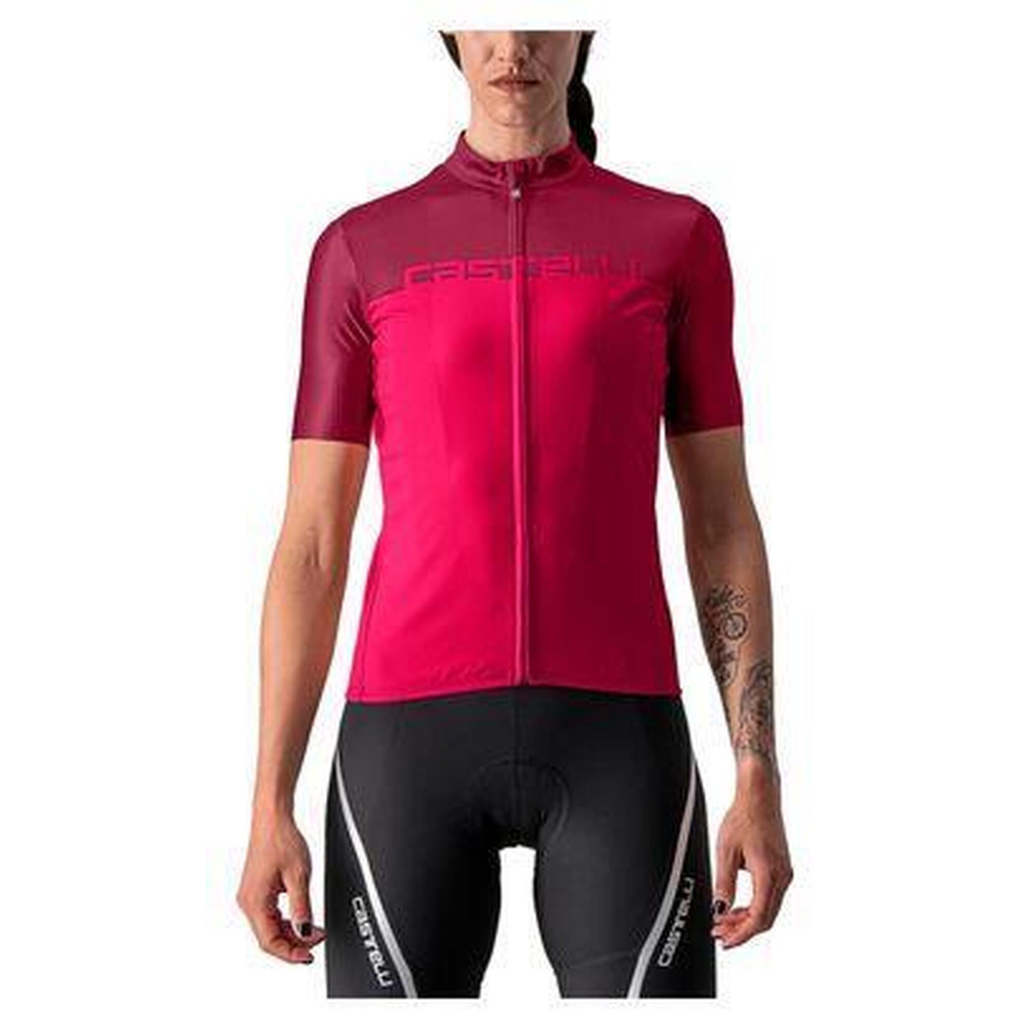 Castelli - Maillot Manches Courtes Femme Castelli Velocissima Rose/rouge/bordeaux - Maillot Manches Courtes - Rose|rouge - Decathlon