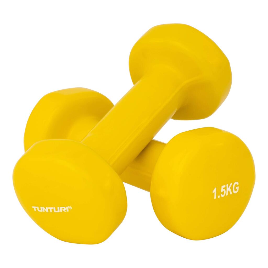 Vinyl Dumbbells / Dumbbell set 1.5kg, Yellow, Pair