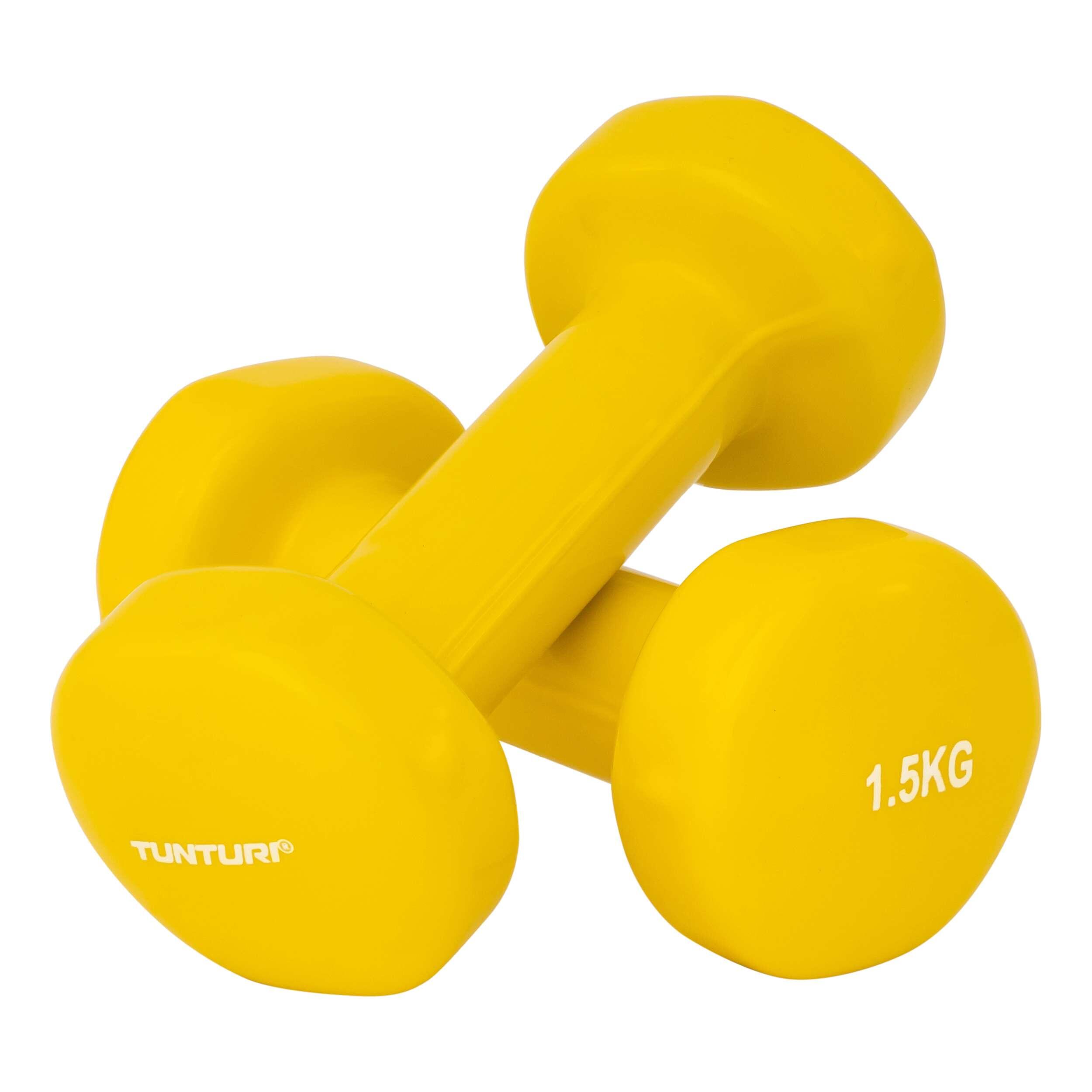 Tunturi - Haltères Vinyle 1,5kg Jaune, La Paire - Haltère - Jaune - 3 Kg - Decathlon