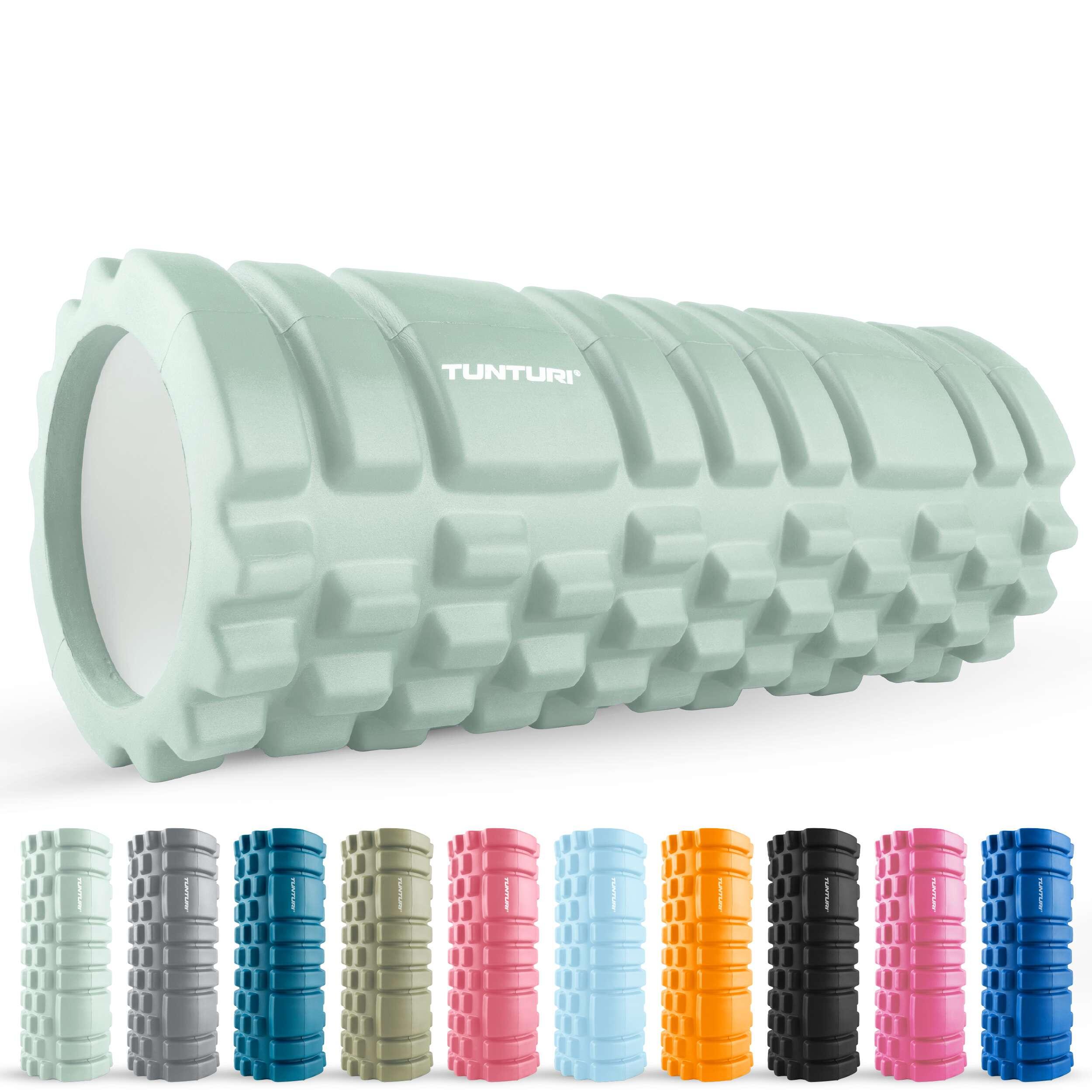 TUNTURI Yoga Grid Foam Roller - Massage Roller 33 cm - Fitness Roller - Mint - Free app