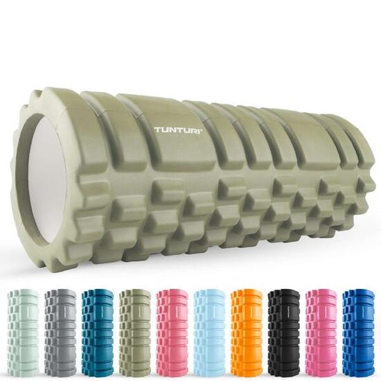 Yoga Grid Foam Roller - 33 cm lang in Armeegrün - Inkl. kostenlose Fitness-App