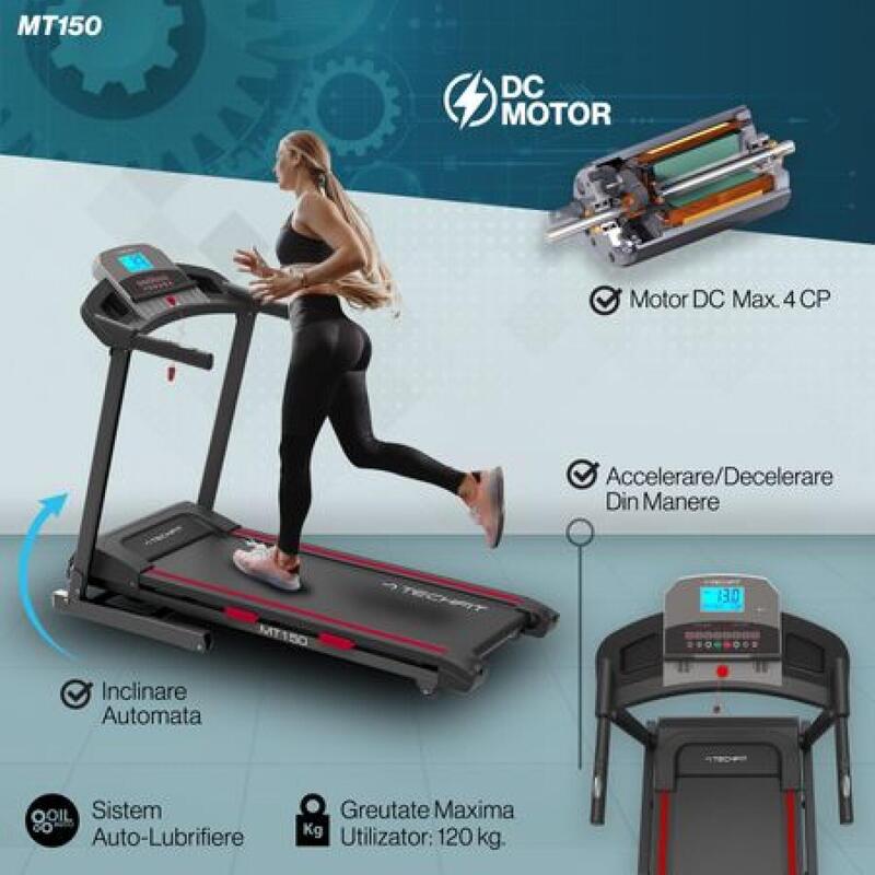 Banda de alergat electrica TechFit® MT150, motor 4 cai