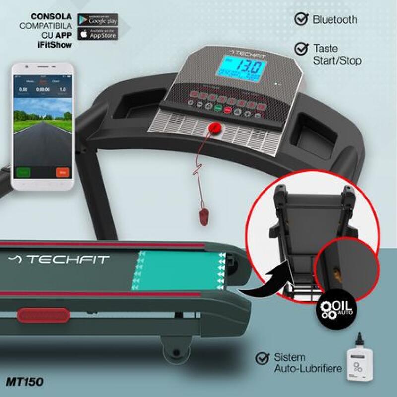 Banda de alergat electrica TechFit® MT150, motor 4 cai