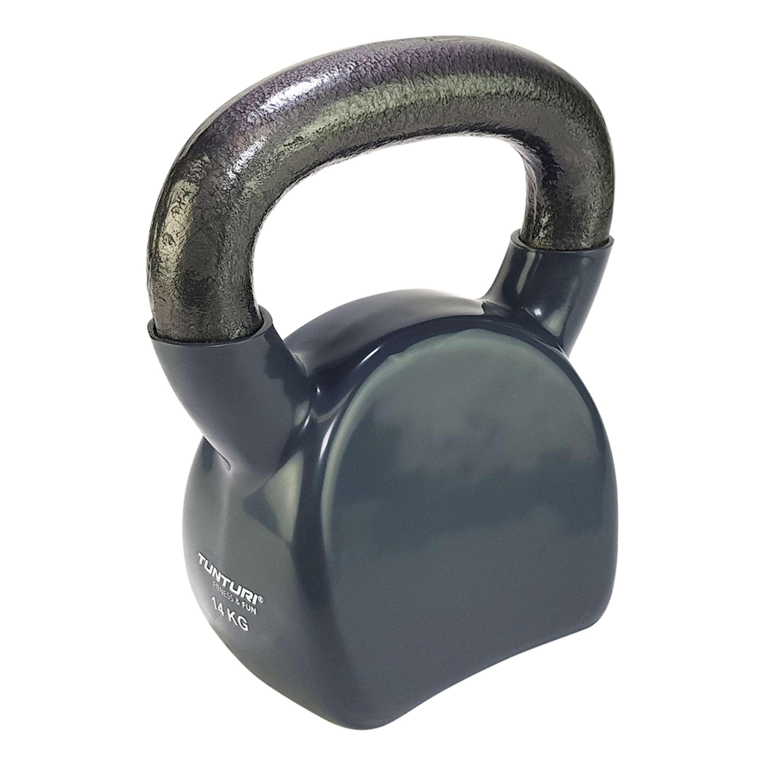 TUNTURI Kettlebell litinový ve vinylu TUNTURI 14 kg šedý