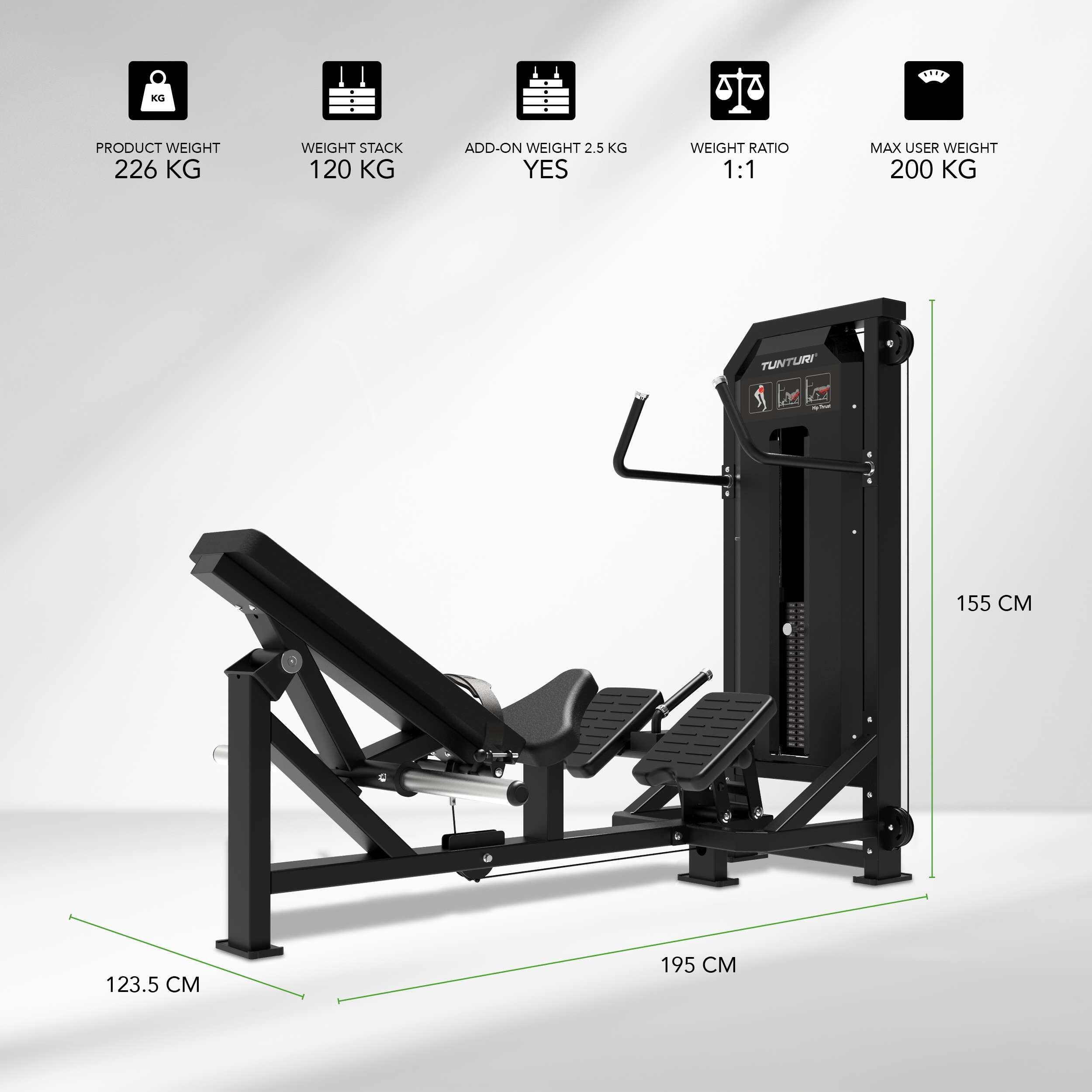 Tunturi Platinum Hip Thrust Trainer with Weight Stack 2/7