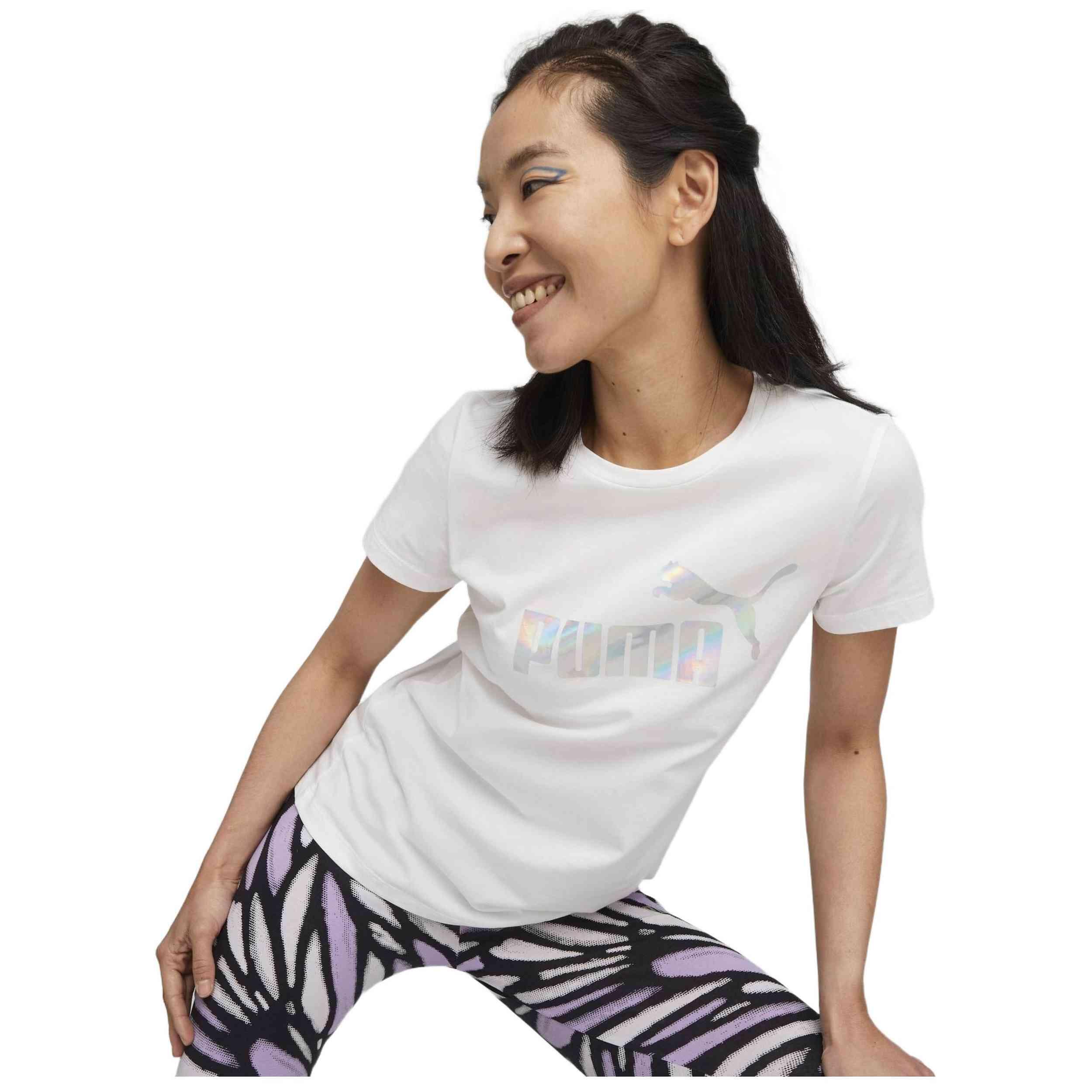 T-shirt à manches courtes femme Puma Ess+ Nova Shine Blanc 5/5