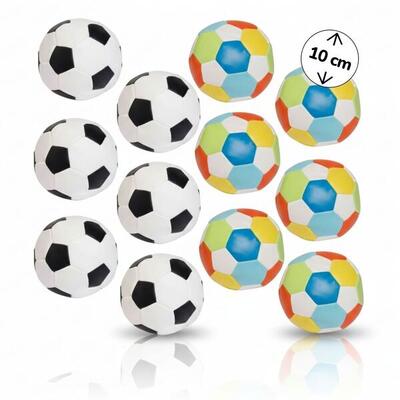 12er Set Mini Softbälle für Kinder, Ø 10 cm, extra weich, schwarz-weiß & bunt