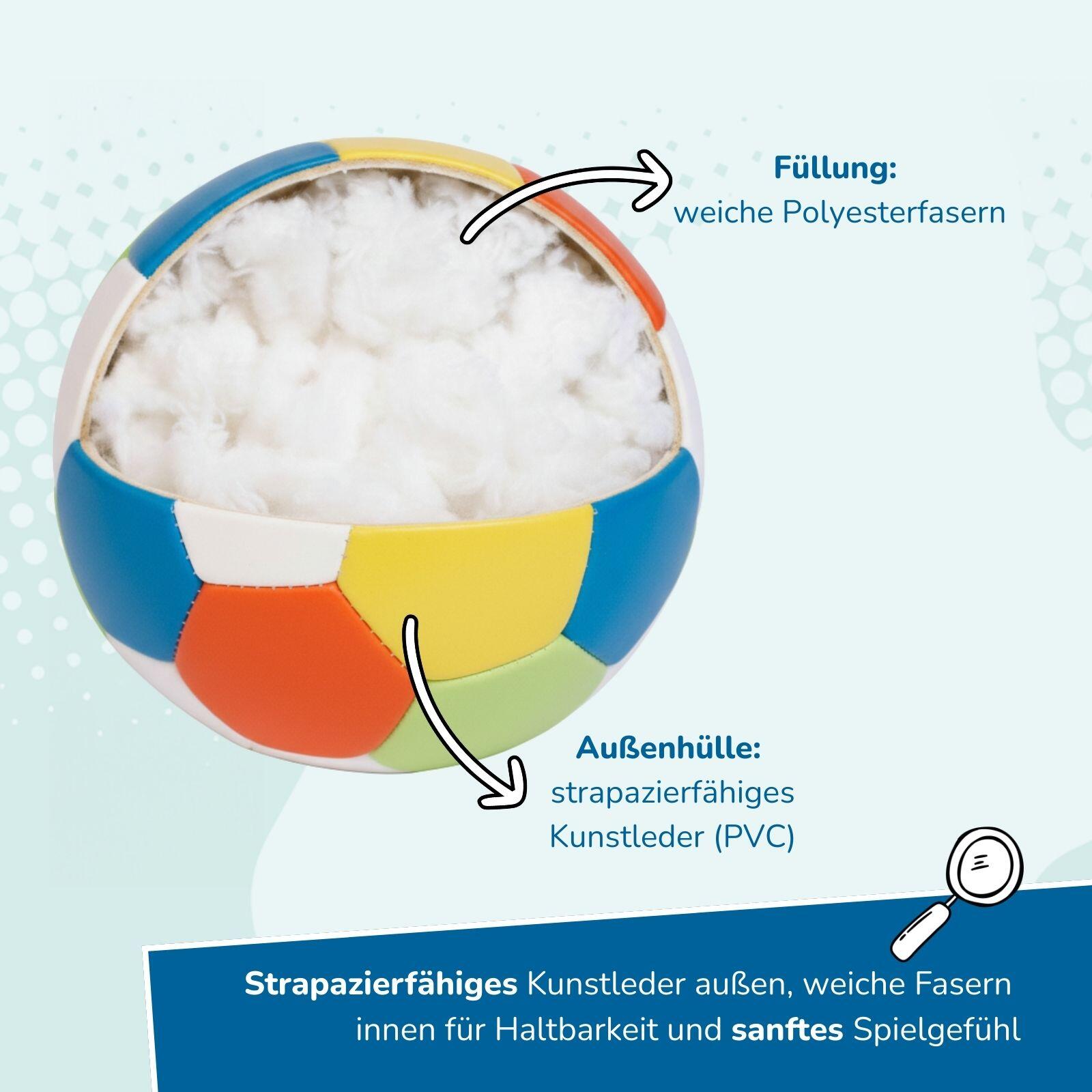 2er Set Softbälle klein Ø 10 cm & groß Ø 18 cm, bunte Soft-Fußbälle 6/7