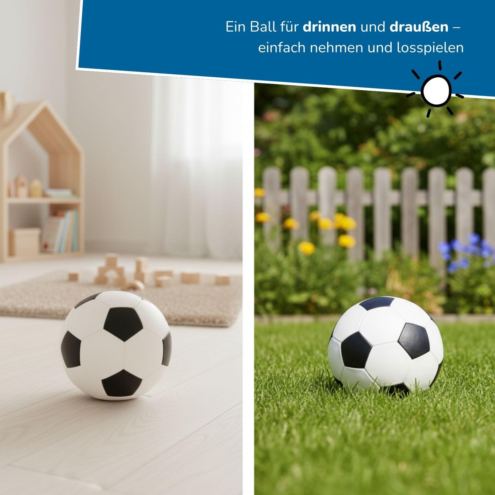 Softball für Kinder Ø 18 cm, extra weich, schwarz-weißes Fußball-Design 4/7