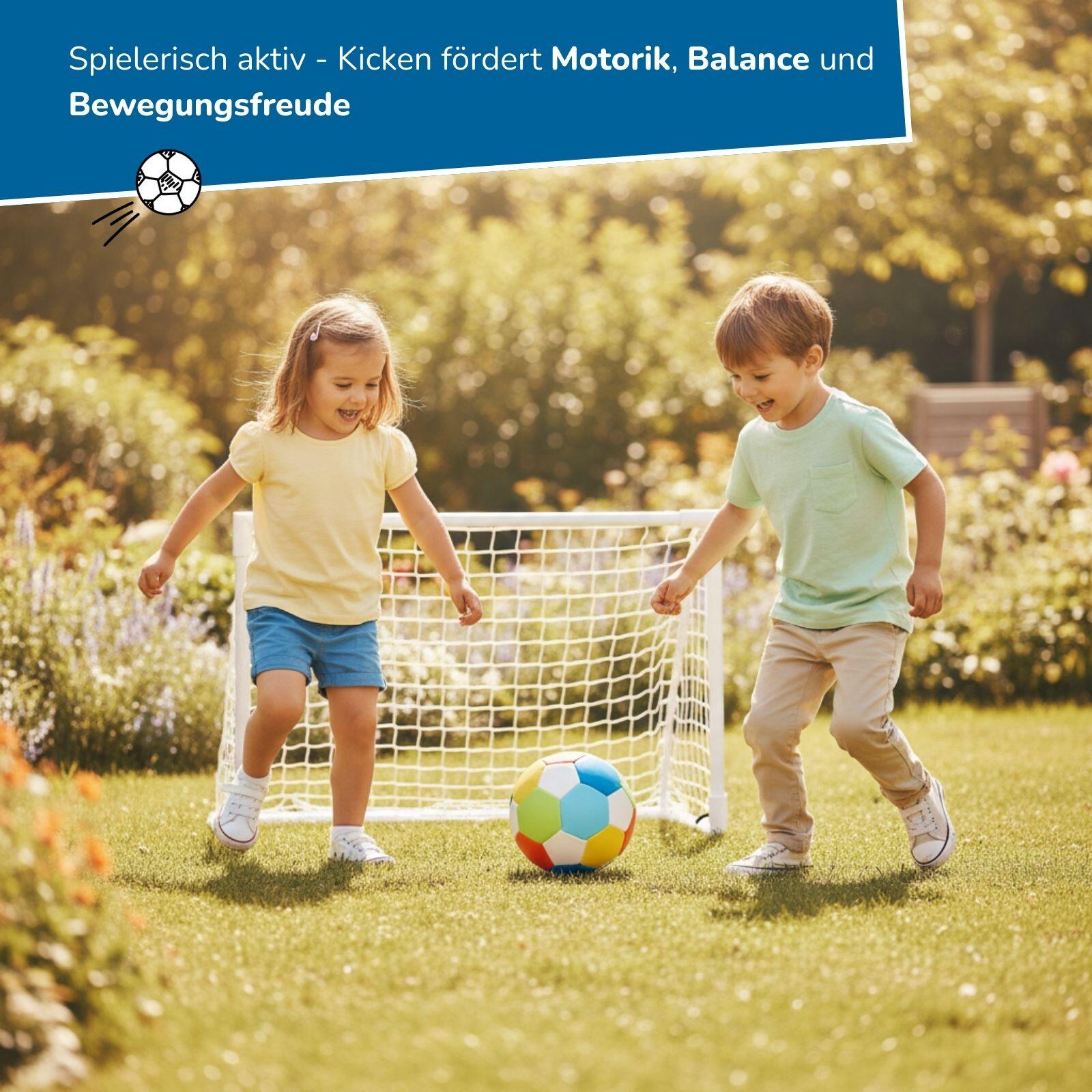 Softball für Kinder Ø 18 cm, extra weich, buntes Fußball-Design 5/7