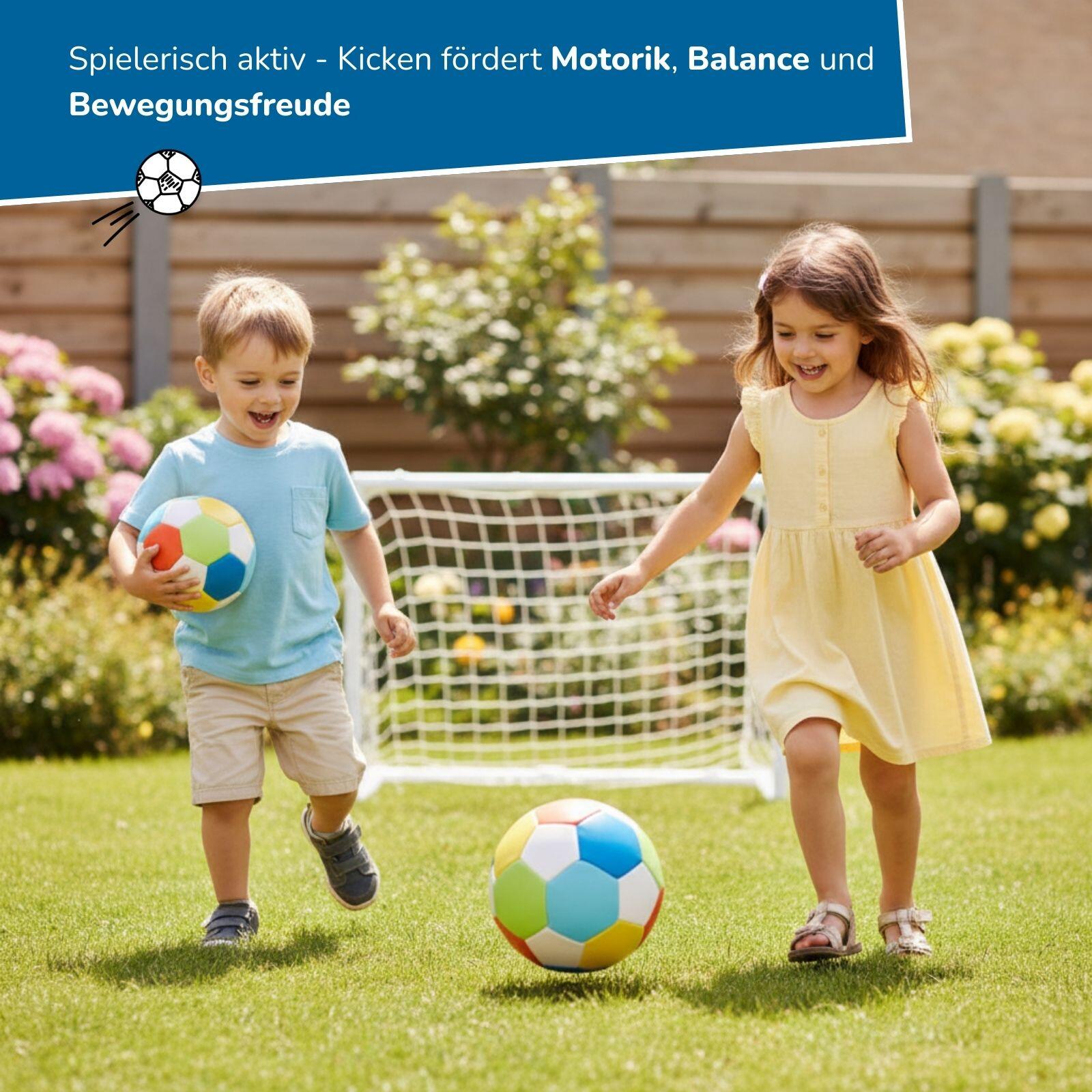 2er Set Softbälle klein Ø 10 cm & groß Ø 18 cm, bunte Soft-Fußbälle 5/7