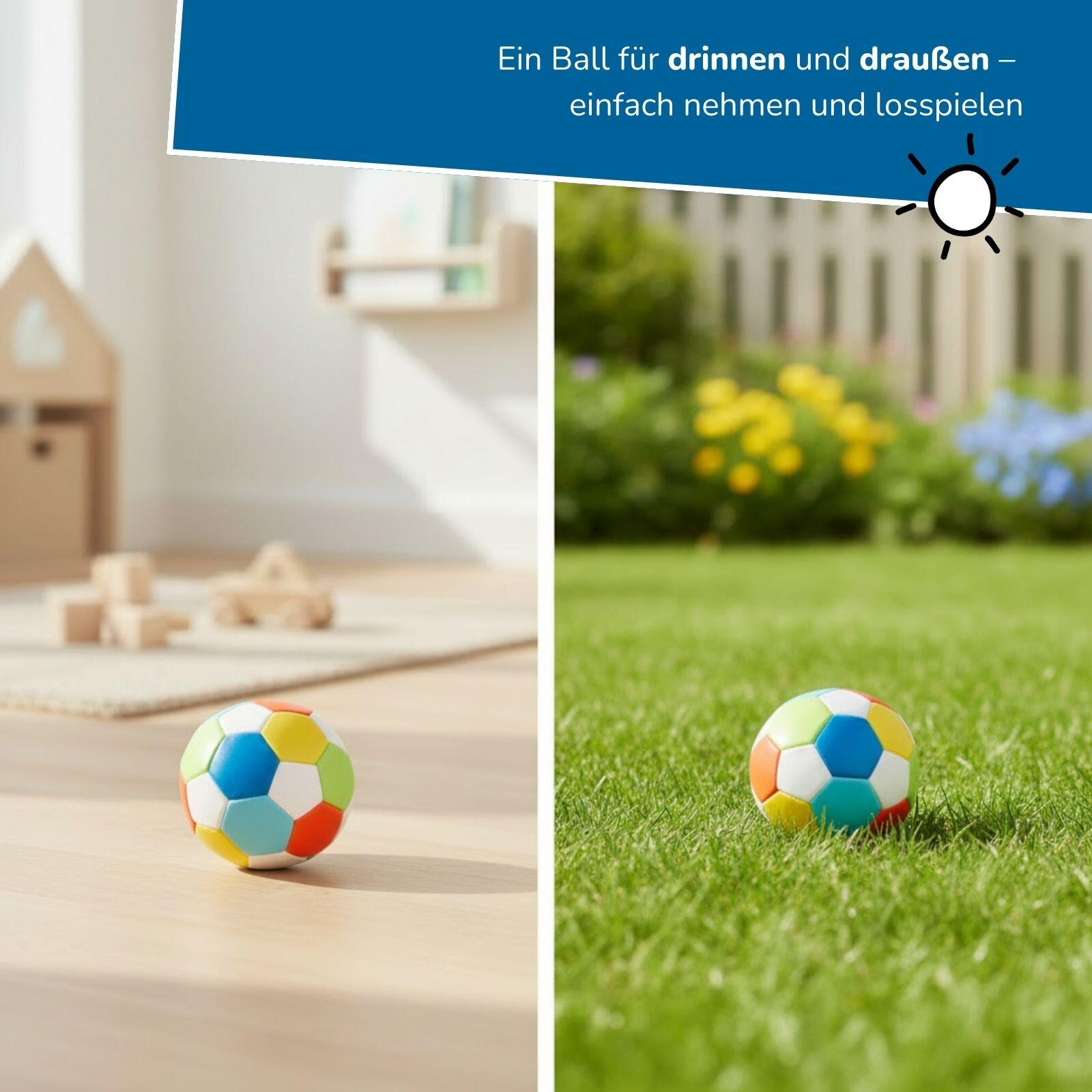4er Set Mini Softbälle für Kinder, Ø 10 cm, extra weich, buntes Fußball-Design 4/7
