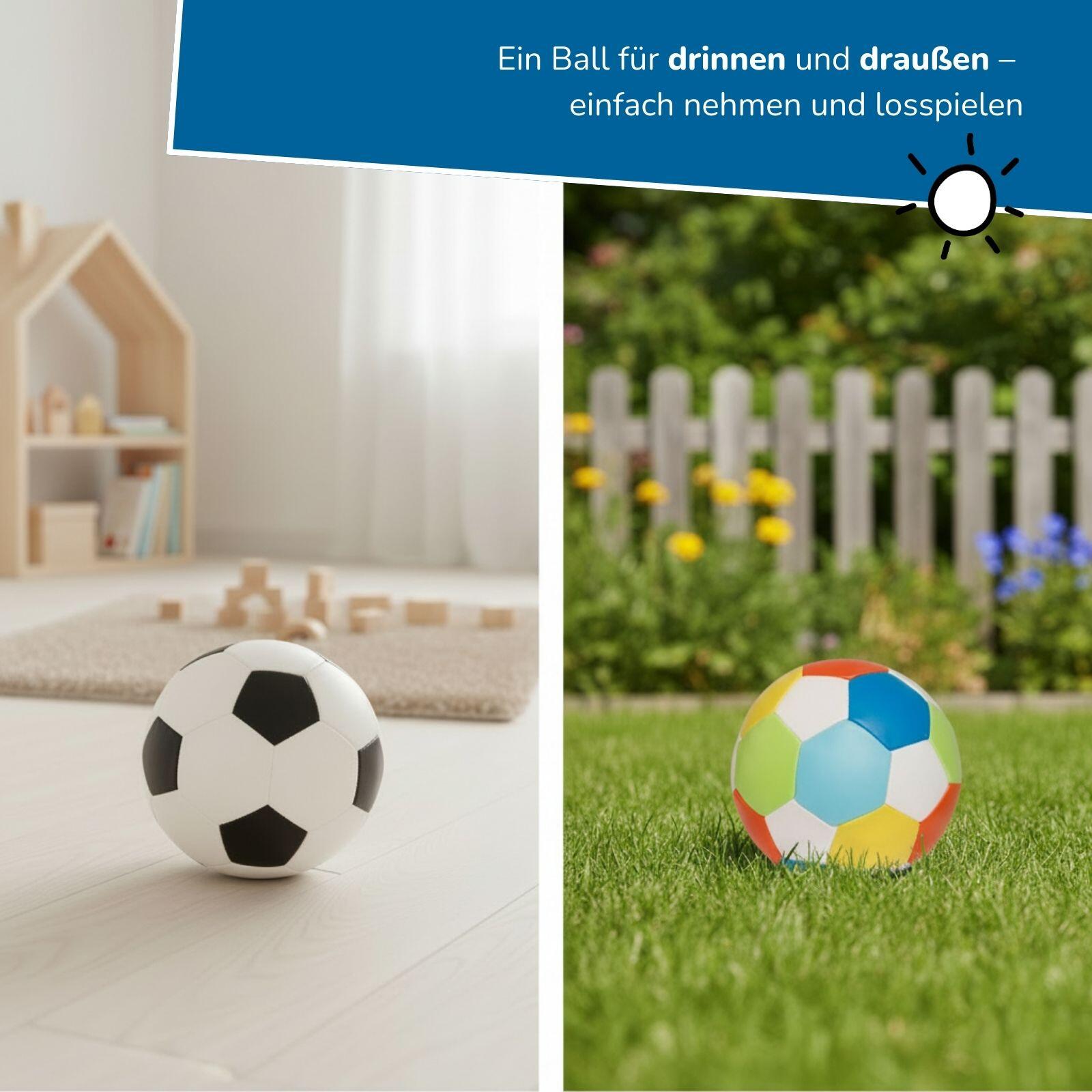 12er Set Mini Softbälle für Kinder, Ø 10 cm, extra weich, schwarz-weiß & bunt 4/7