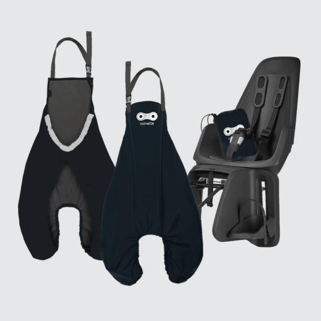 RAINETTE Tablier pour siège vélo enfant — Noir, 100% polyester Oeko‑Tex. 3/3