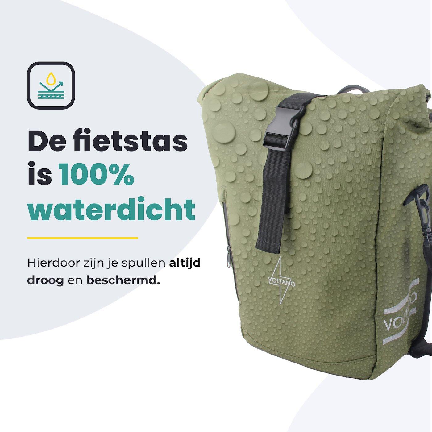 Voltano Journey Luxe Fietstas 28L - Olijf Groen - Enkele Pakaftas - Laptopvak 5/7