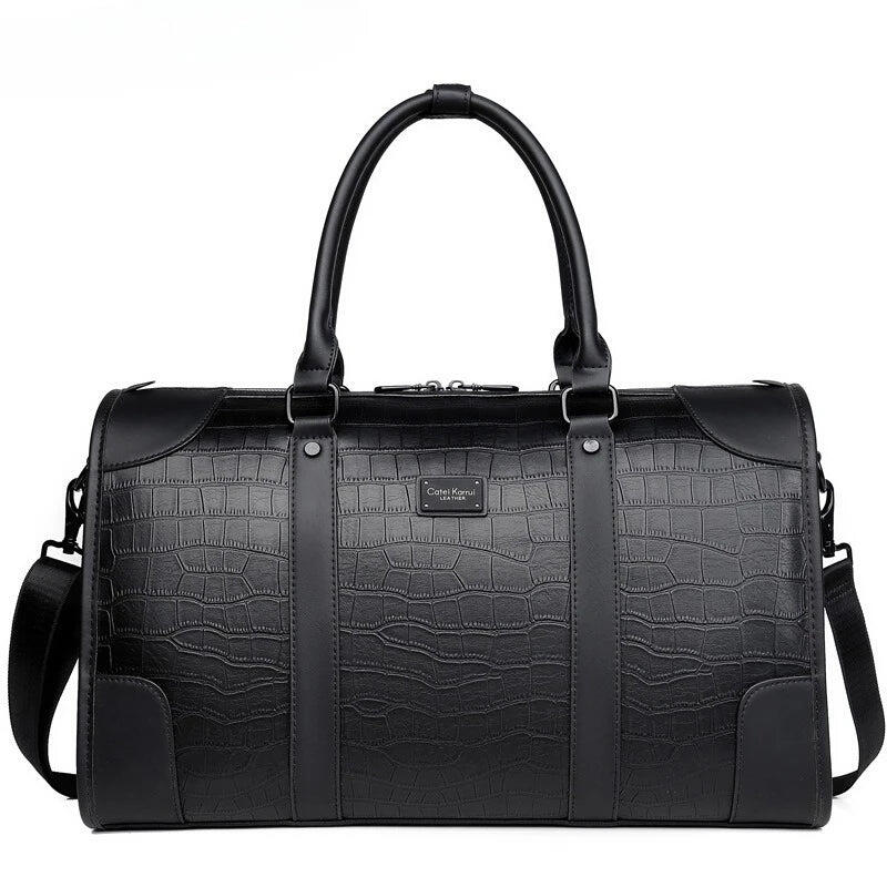 Alligator-Pattern Business Travel Bag Black