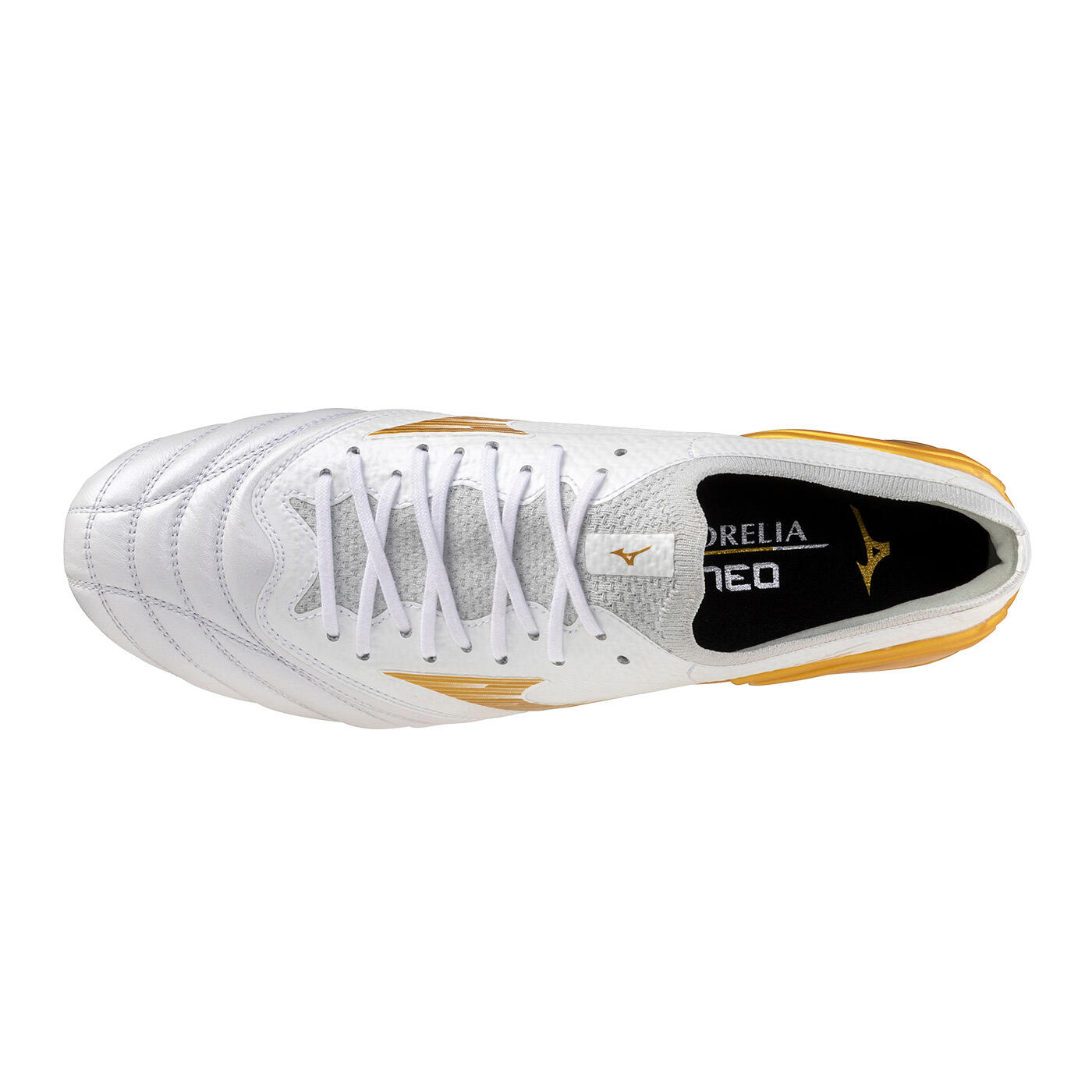 Crampons de rugby Mizuno Morelia Neo IV B Elite SI Blanc et doré 4/5