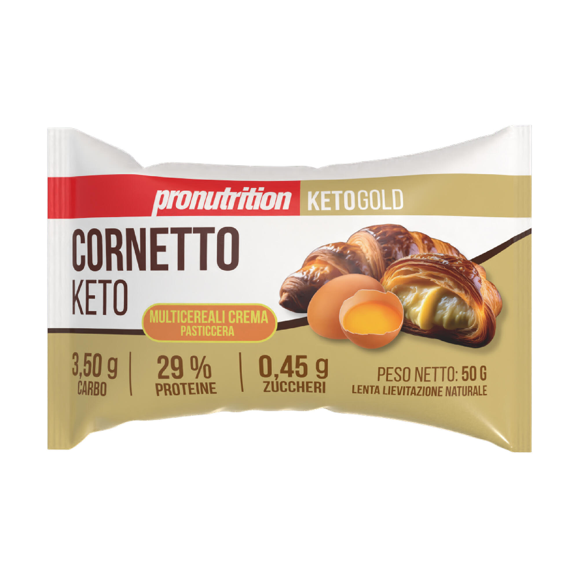 PRO NUTRITION PRO NUTRITION Cornetto Keto 50 g – Crema pasticcera, low carb, Made in Italy.