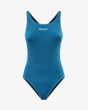 Maillot de bain synthétique orange et bleu fluo pour femme
