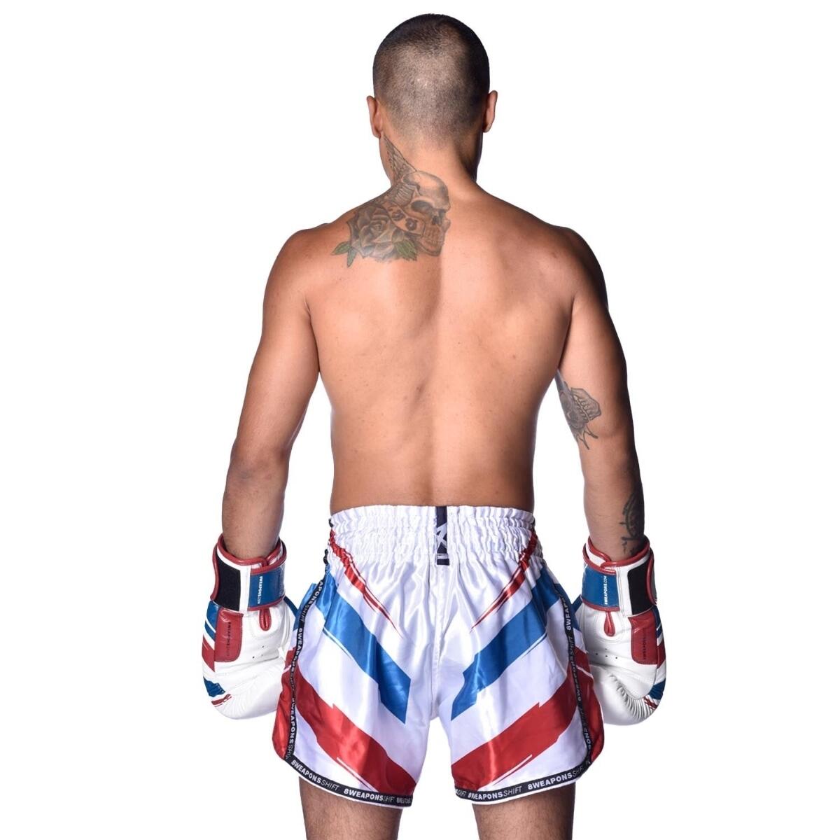 Short de Muay Thaï 8 WEAPONS Shift blanc-bleu-rouge XL 7/7