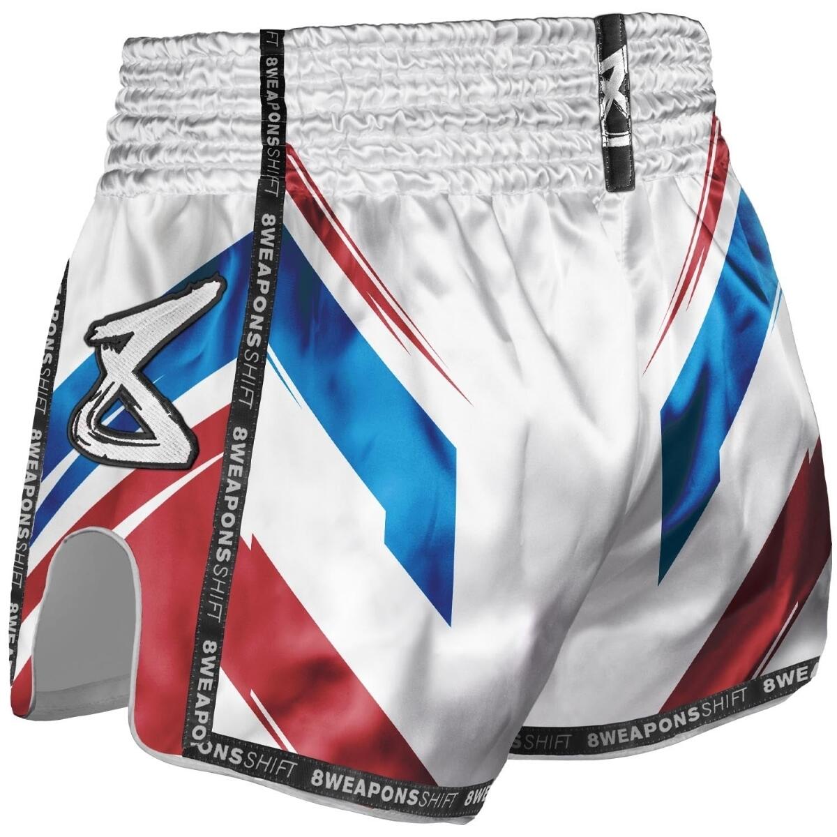 Short de Muay Thaï 8 WEAPONS Shift blanc-bleu-rouge XL 4/7