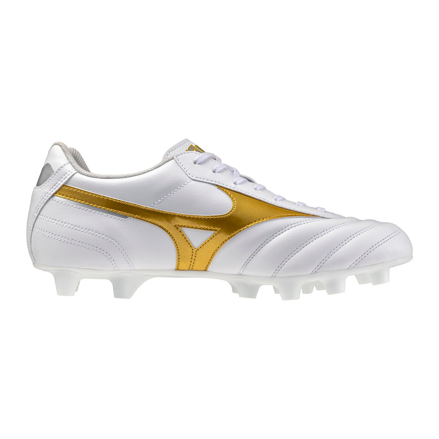 Tacos Mizuno Morelia II Club Blanco y dorado 3/6
