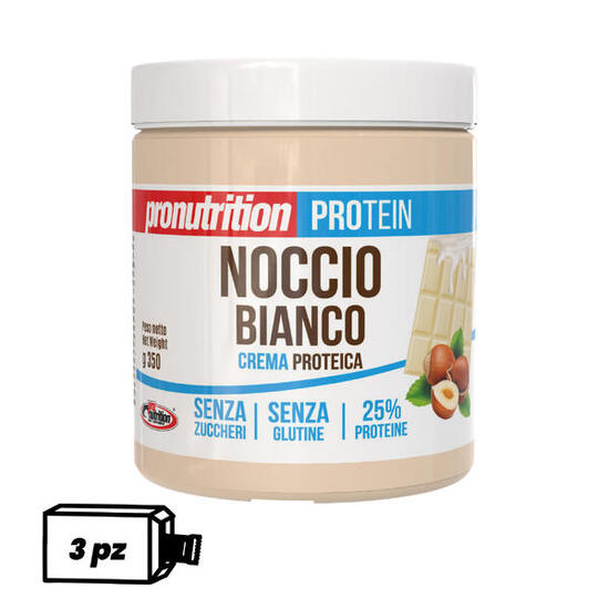 Crema Proteica Zero 3x350 g — Cioccolato bianco e nocciole 25% proteine.