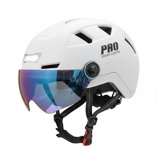 Casco da bicicletta Speed Pedelec Bianco Visiera e illuminazione a LED