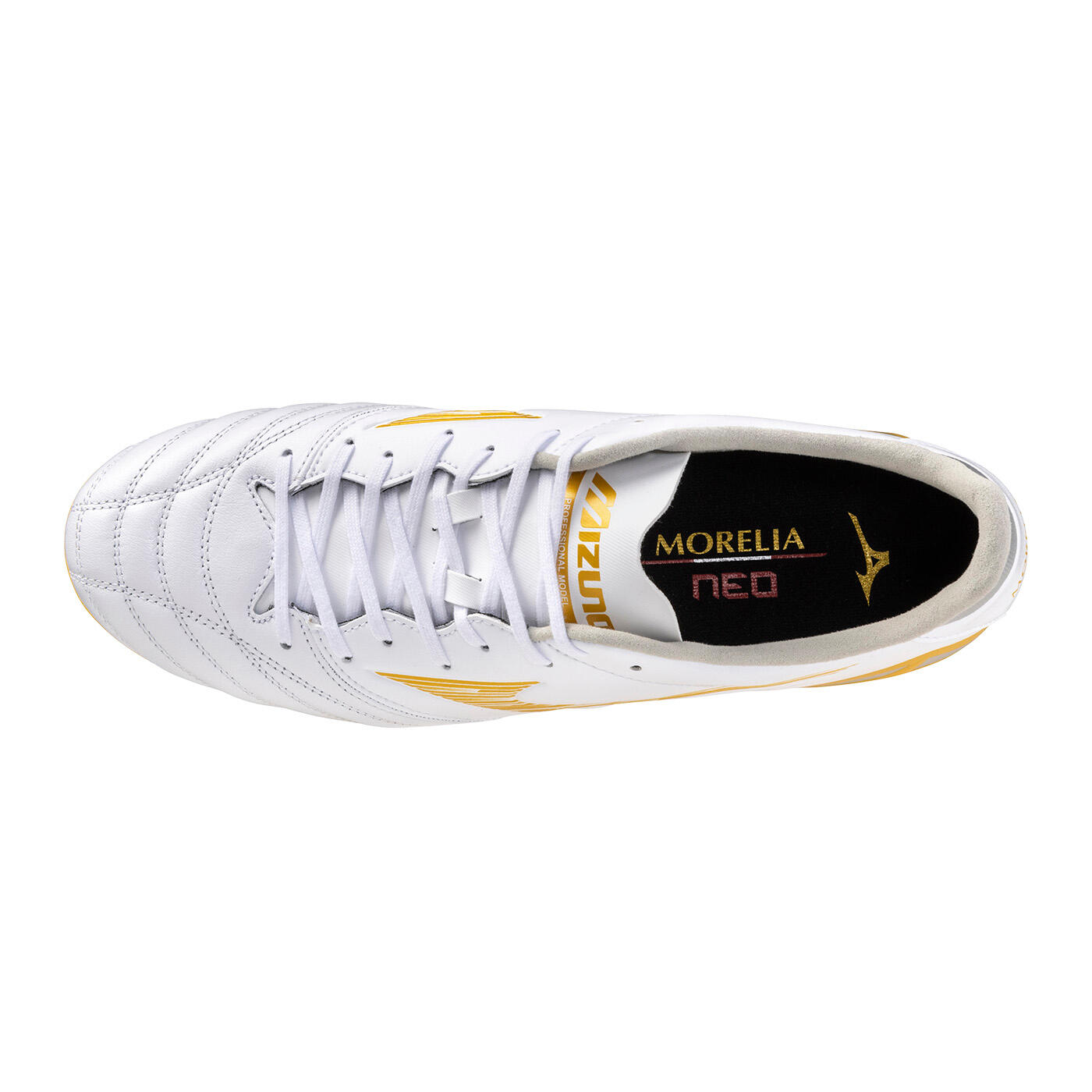Mizuno Morelia Neo IV Pro FG Blanco y Dorado 4/5