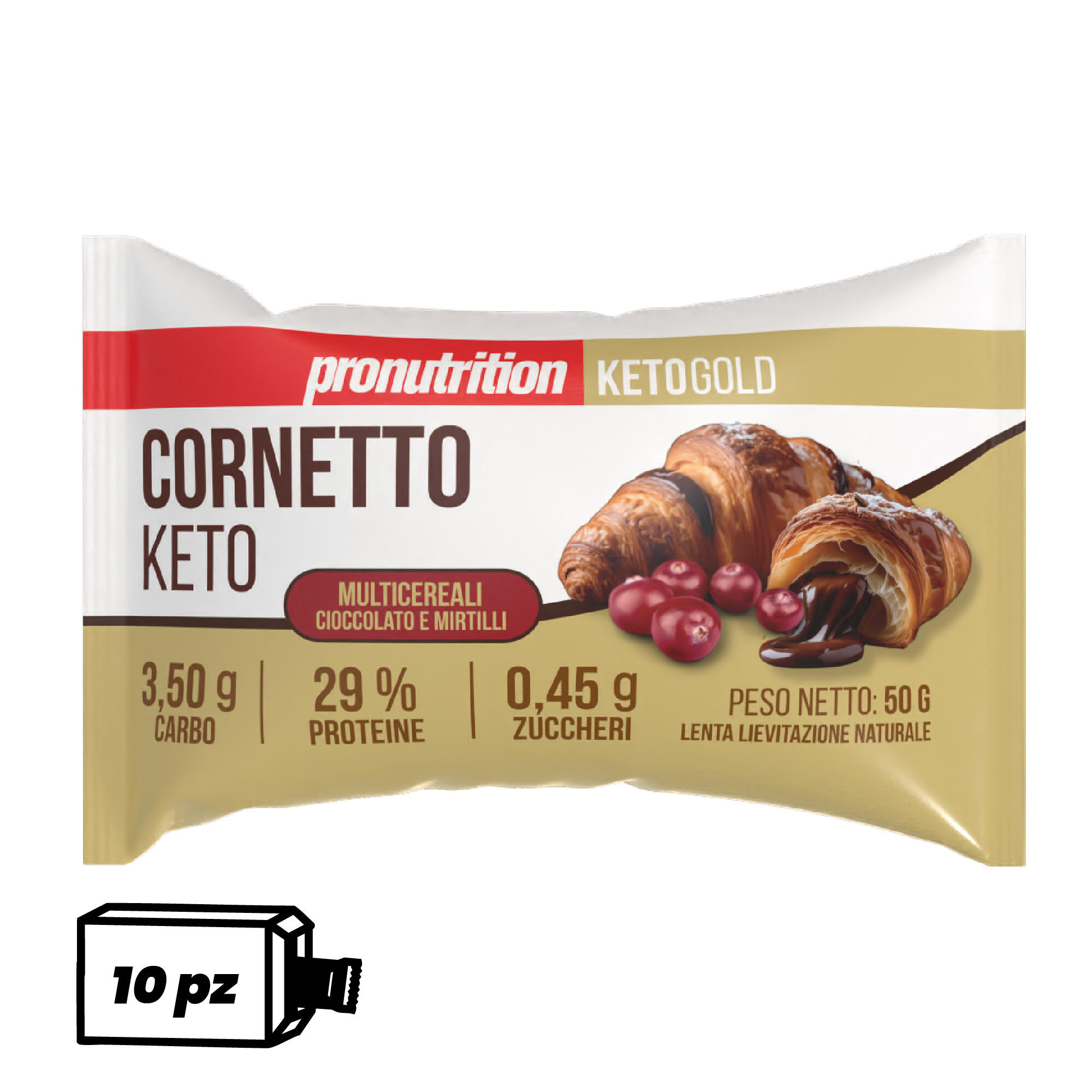 PRO NUTRITION PRO NUTRITION Cornetto Keto 15x50 g - Cioccolato e Mirtilli, 3,50 g carboidrati.