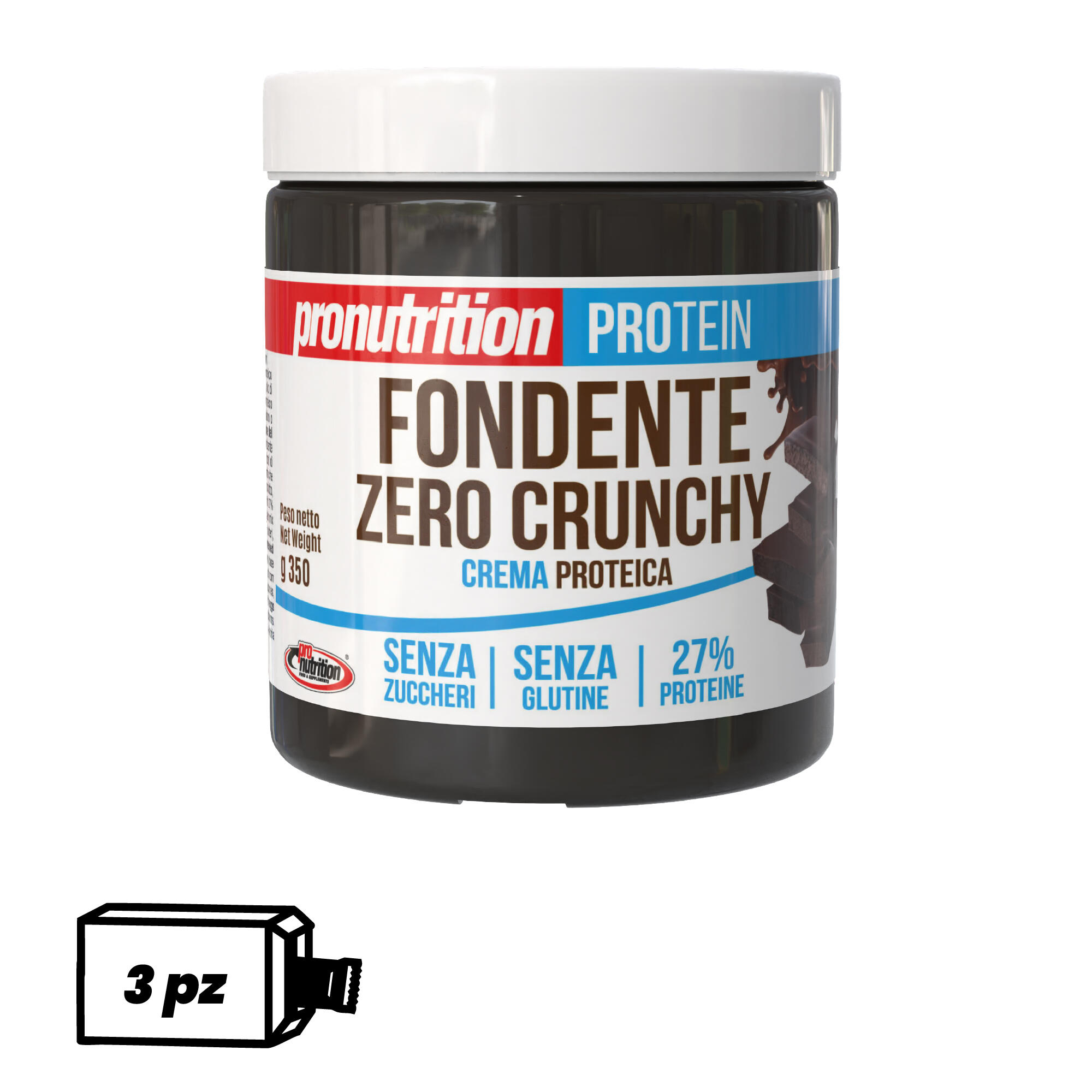 PRO NUTRITION Pro Nutrition Crema Proteica Zero 3x350g Fondente Crunchy, zero zuccheri.