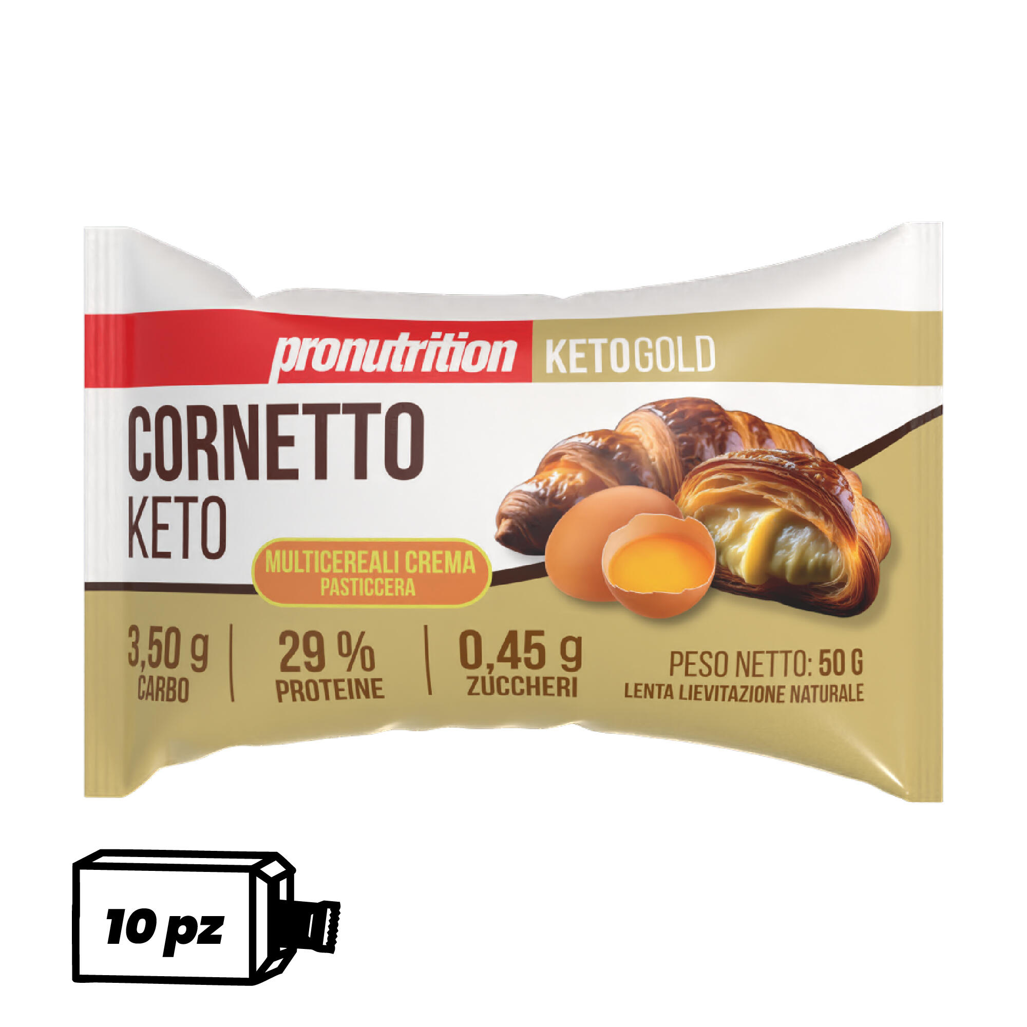 PRO NUTRITION PRO NUTRITION Cornetto Keto Crema Pasticcera 15x50 g - Senza zuccheri aggiunti.