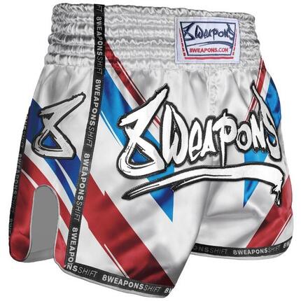 Short de Muay Thaï 8 WEAPONS Shift blanc-bleu-rouge S