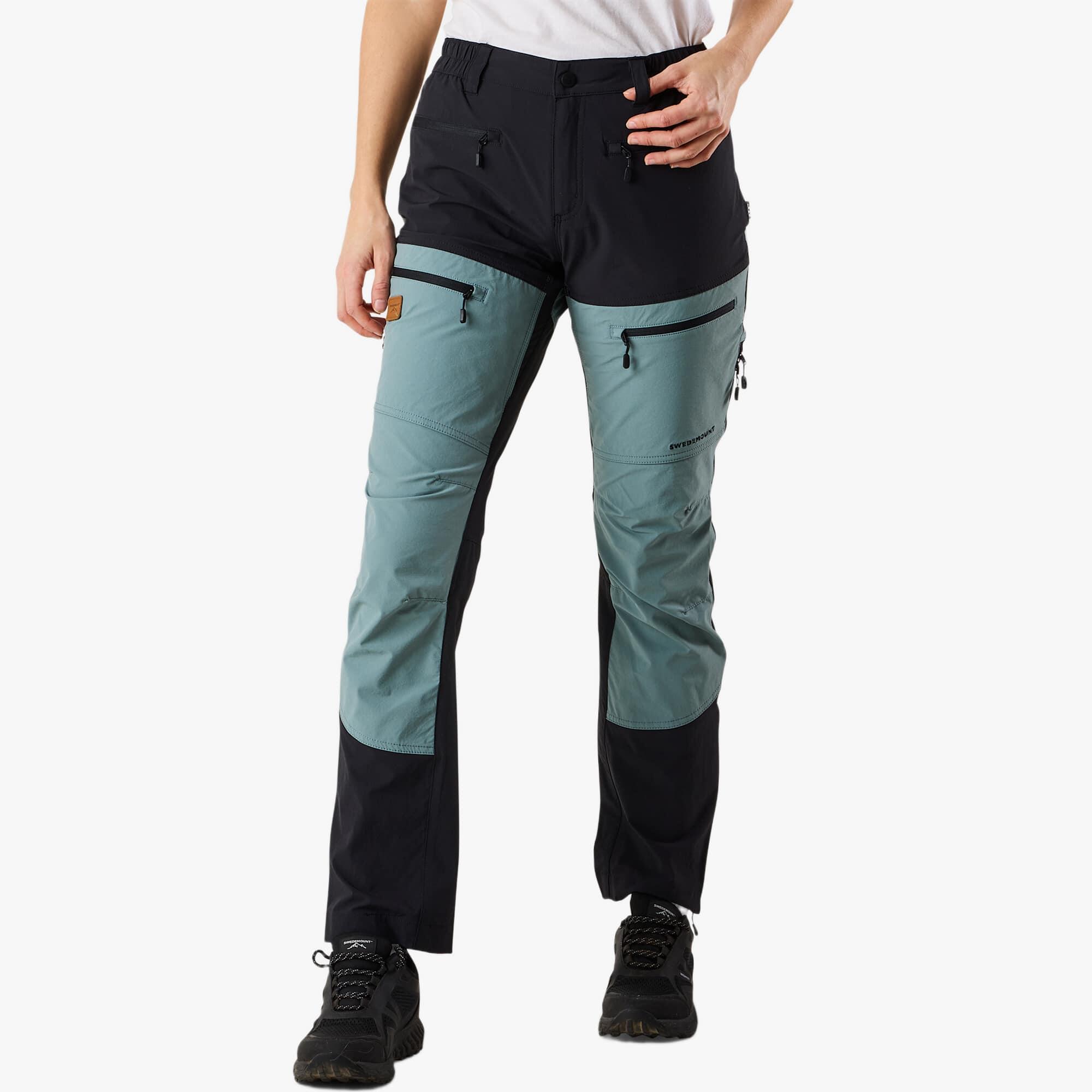 Swedemount - Pantalon Randonnée Femme Extérieur Résistant Vent Respirant Lofoten Stretch - Pantalons - Noir|vert - Decathlon