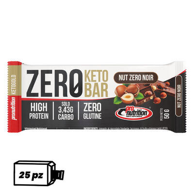 PRO NUTRITION Zero Keto Bar 25 x 50 gr Crema di nocciole 40% WPI low carb.