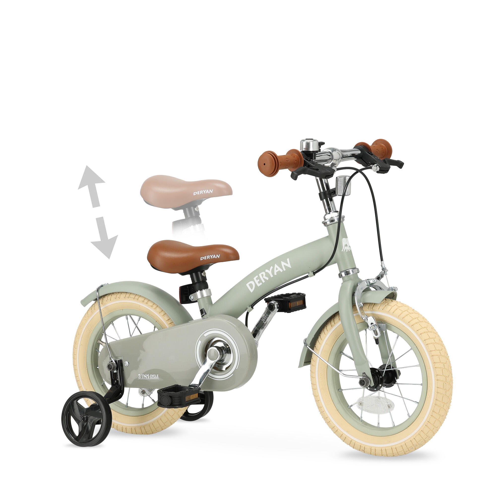 3-in-1 Kinderfahrrad 12 Zoll - Laufrad - Inklusive Stützräder - Grün 6/8