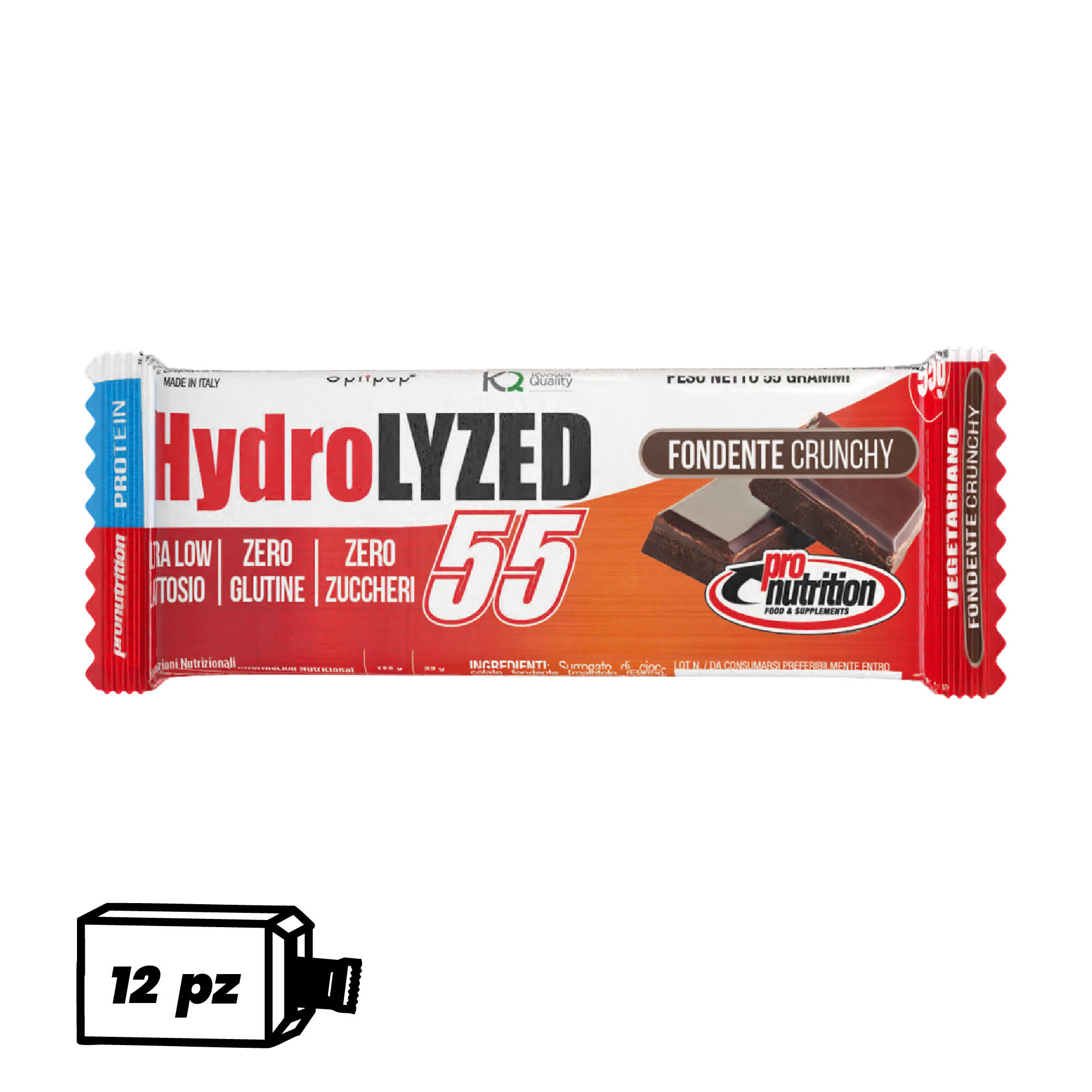 PRO NUTRITION PRO NUTRITION Hydrolized 12x55 g - 27,5 g proteine per barretta, fondente.