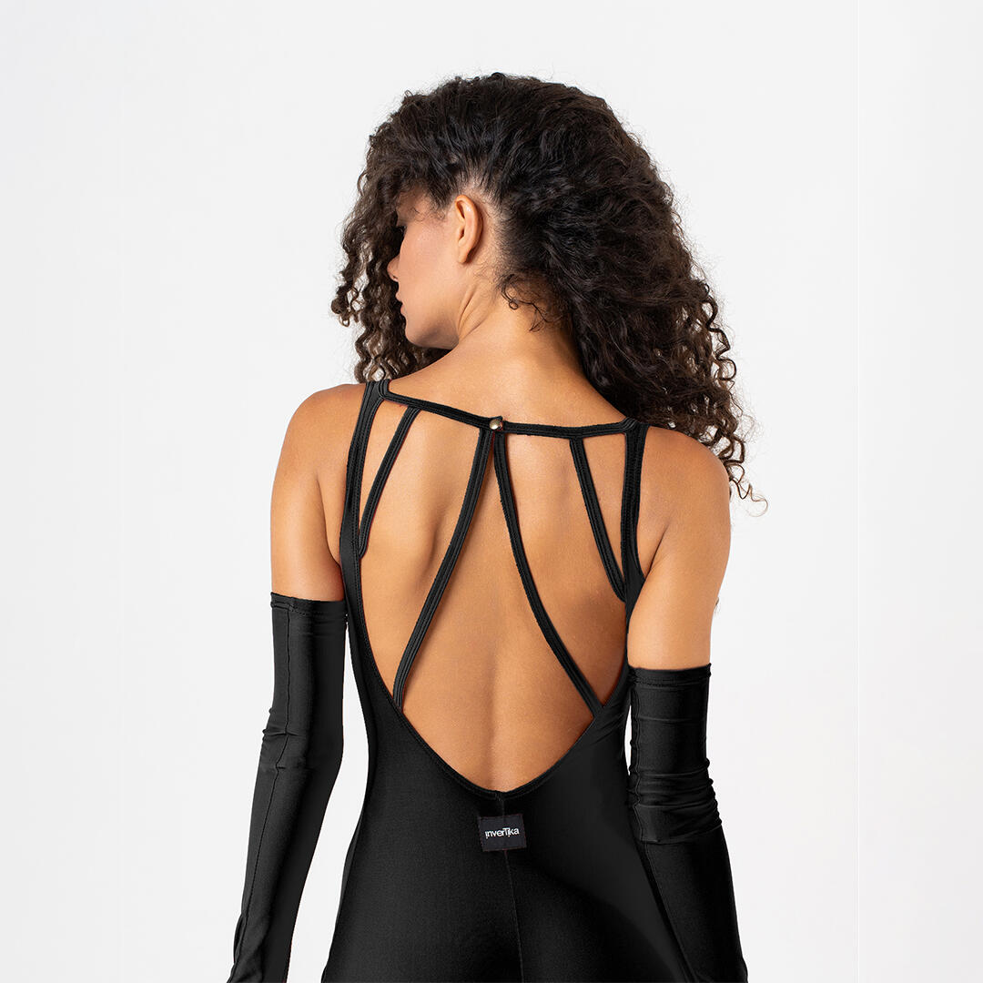 Jumpsuit lunga donna in microfibra per allenamento e tempo libero Black 5/5