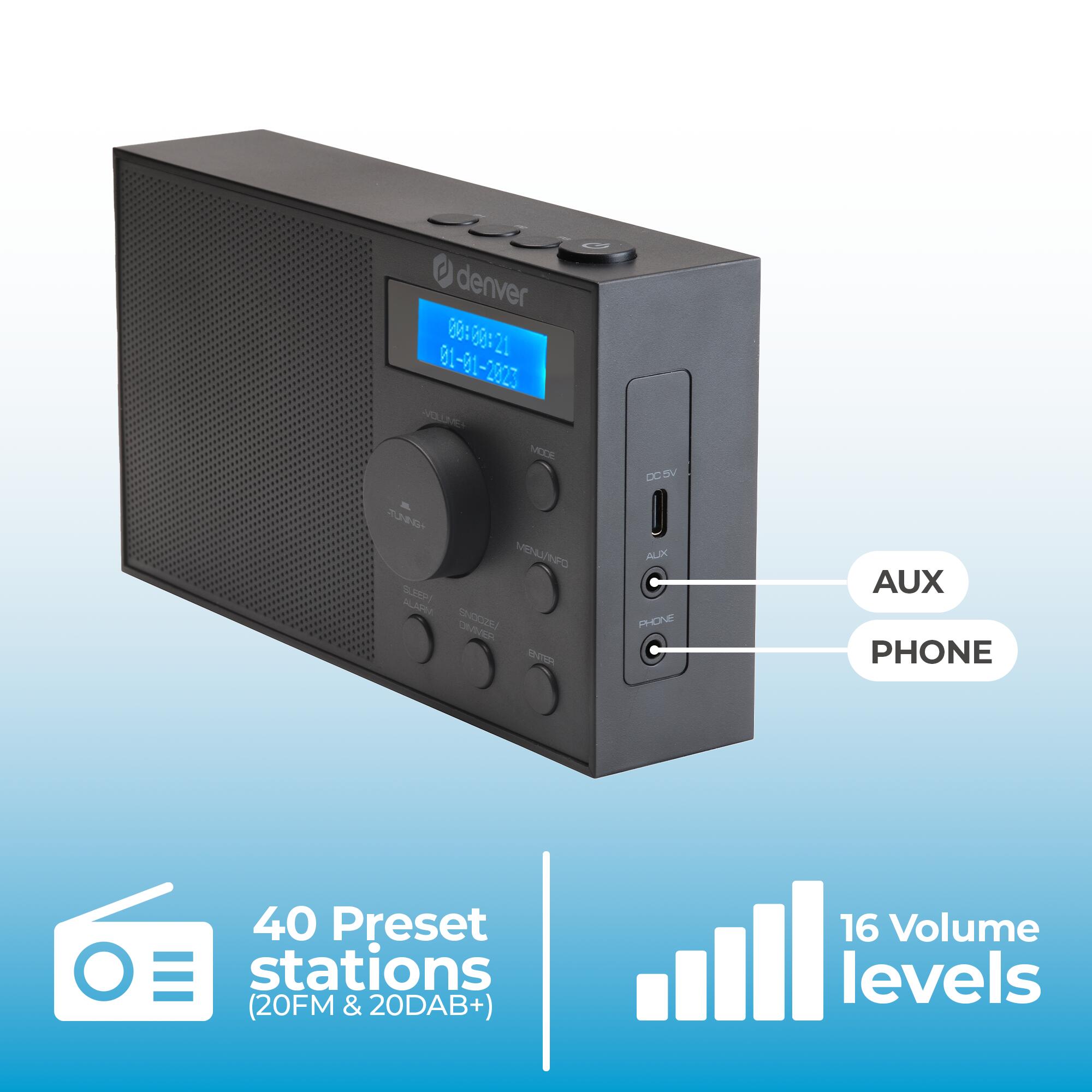 DAB Radio - FM Radio - Accu/Netstroom - Wekkerradio - Draagbare Radio - DAB51B 5/7