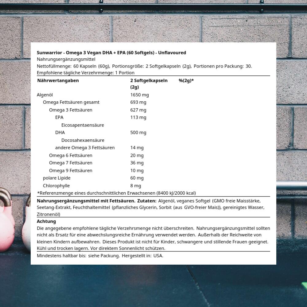 Sunwarrior Omega 3 Vegan DHA + EPA (60 Softgels) Unflavoured 3/3