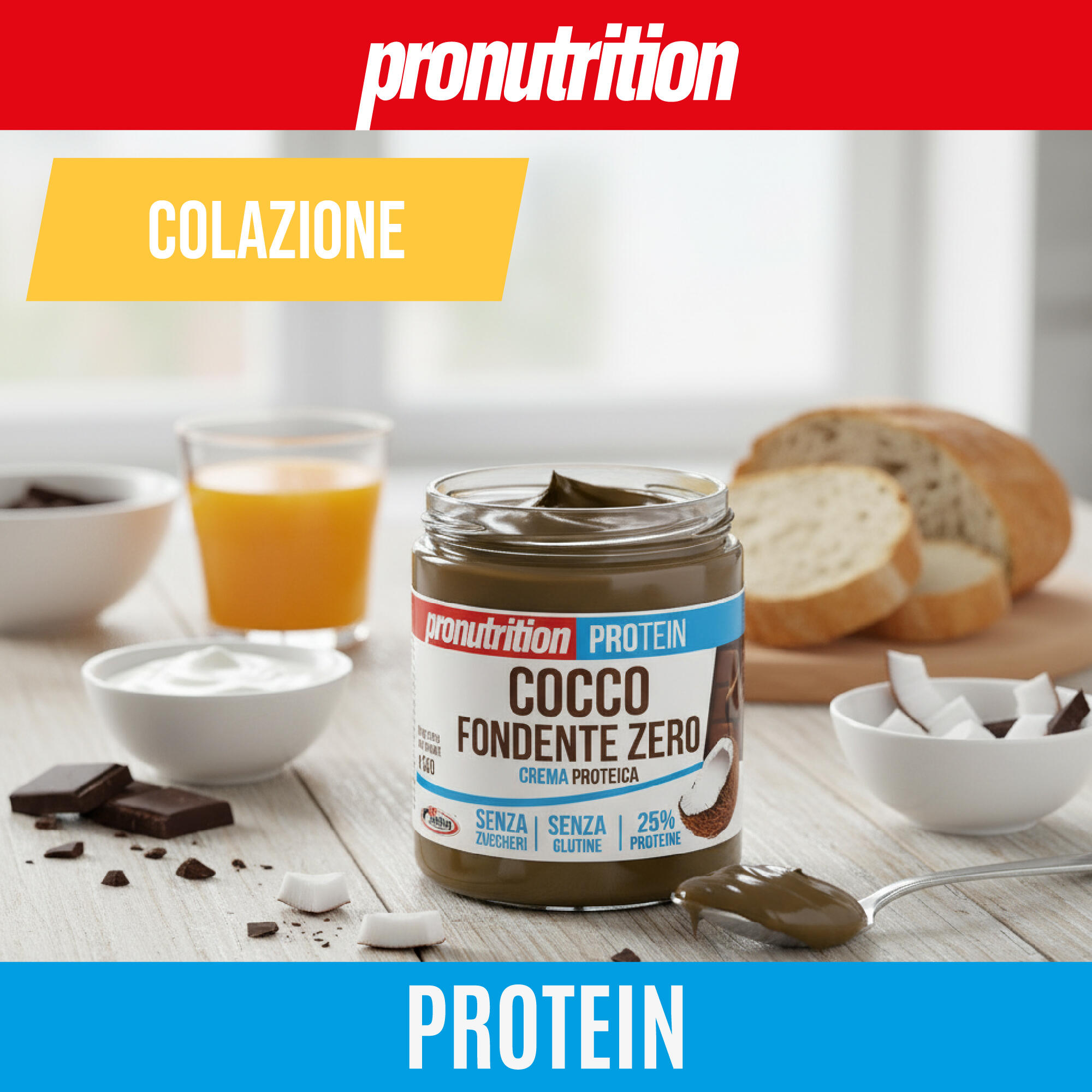 PRO NUTRITION Crema Proteica Zero 350 g – Fondente Cocco Crunchy, 25% proteine. 3/7