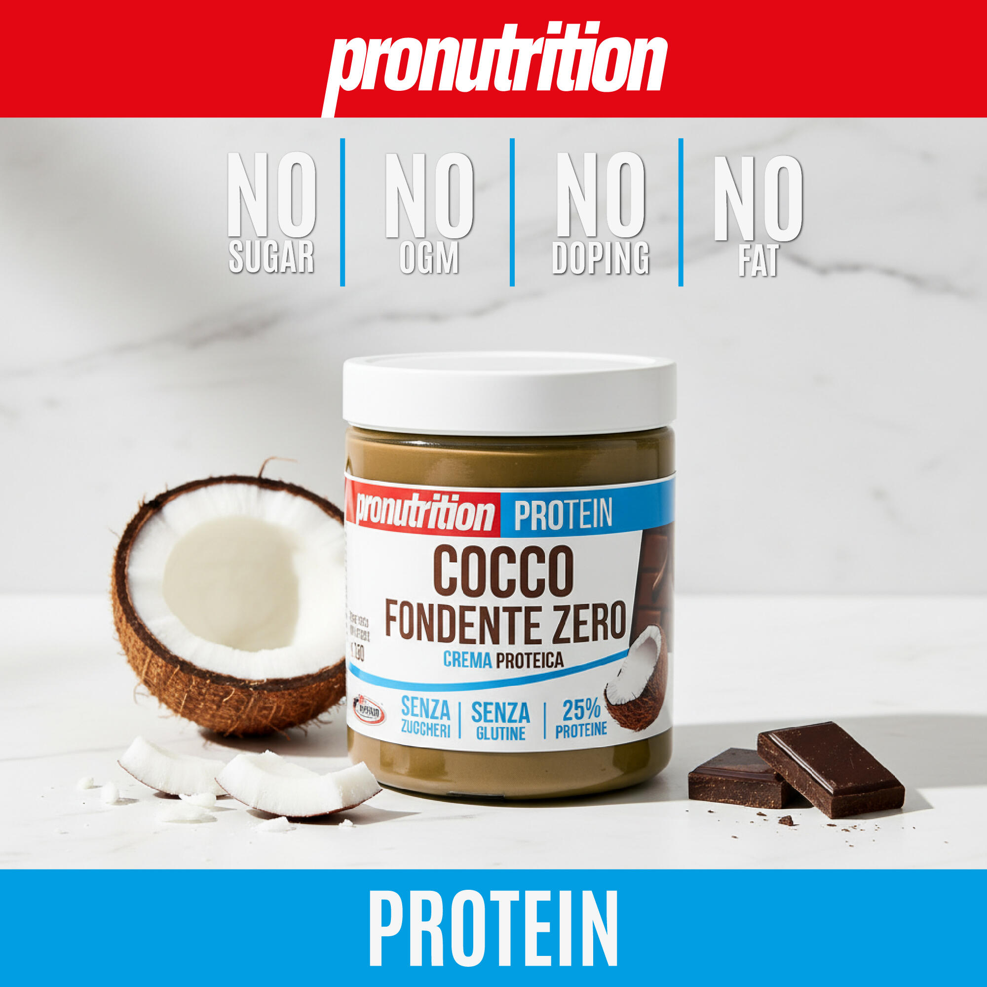 PRO NUTRITION Crema Proteica Zero 350 g – Fondente Cocco Crunchy, 25% proteine. 2/7