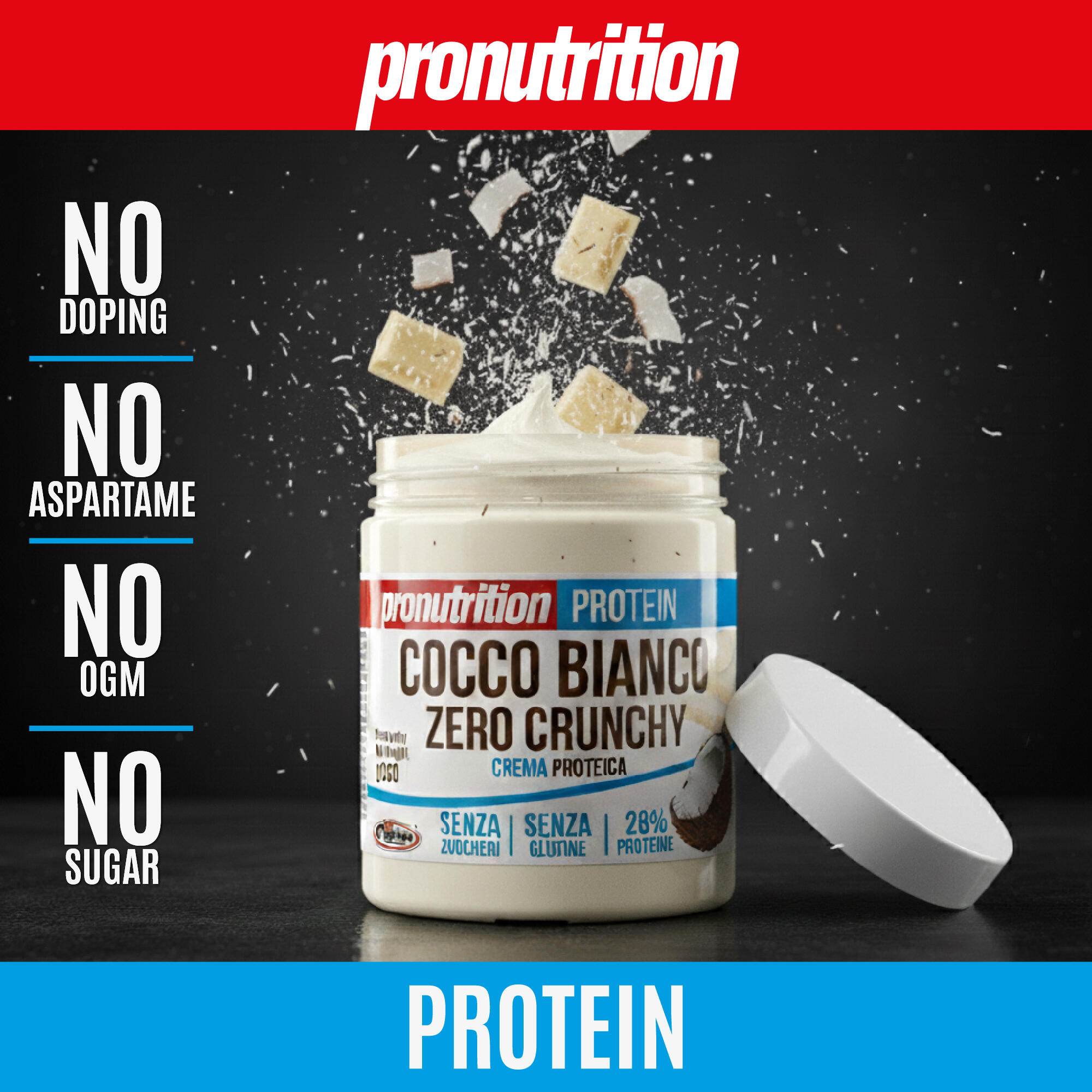 PRO NUTRITION Crema Proteica Zero Biancococco Crunchy 350 g. 2/7